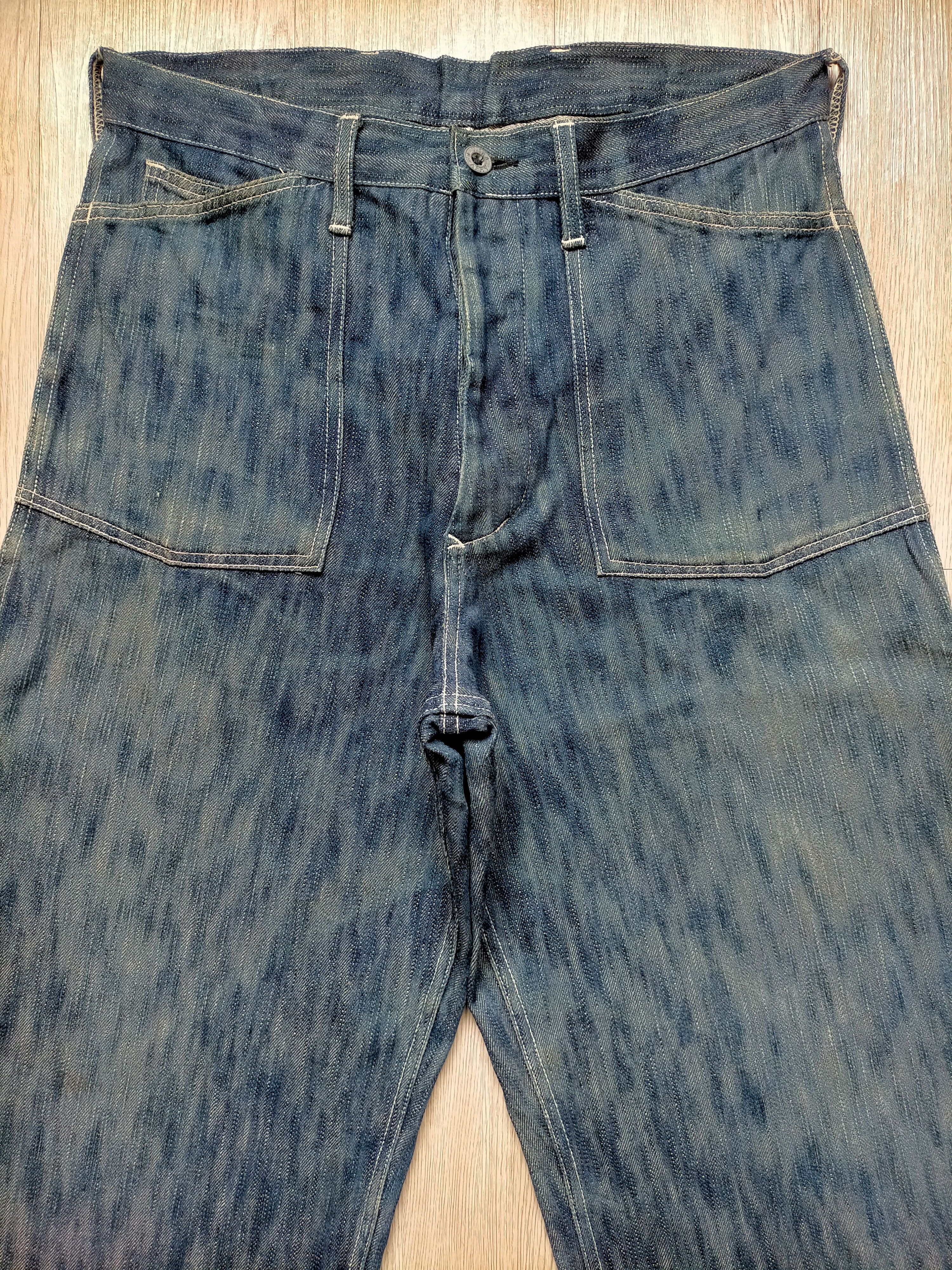 Dry Bones 🔥Rare Vtg Dry Bones 1930s-40s Buckle back Wide Leg Jeans Size US 33 - 3 Thumbnail