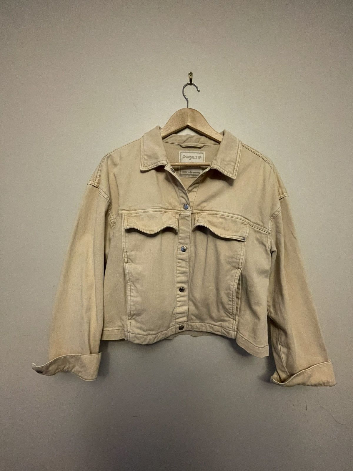 Vintage Page One Cream Trucker Jacket — Size 40 / UK 14 Size L / US 10 / IT 46 - 2 Thumbnail