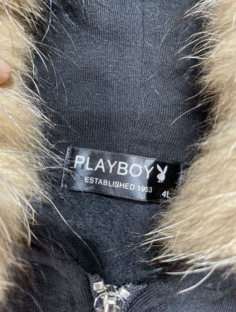 If Six Was Nine Vintage Playboy Distressed Y2K Fur Hoodie Size US XL / EU 56 / 4 - 5 Thumbnail