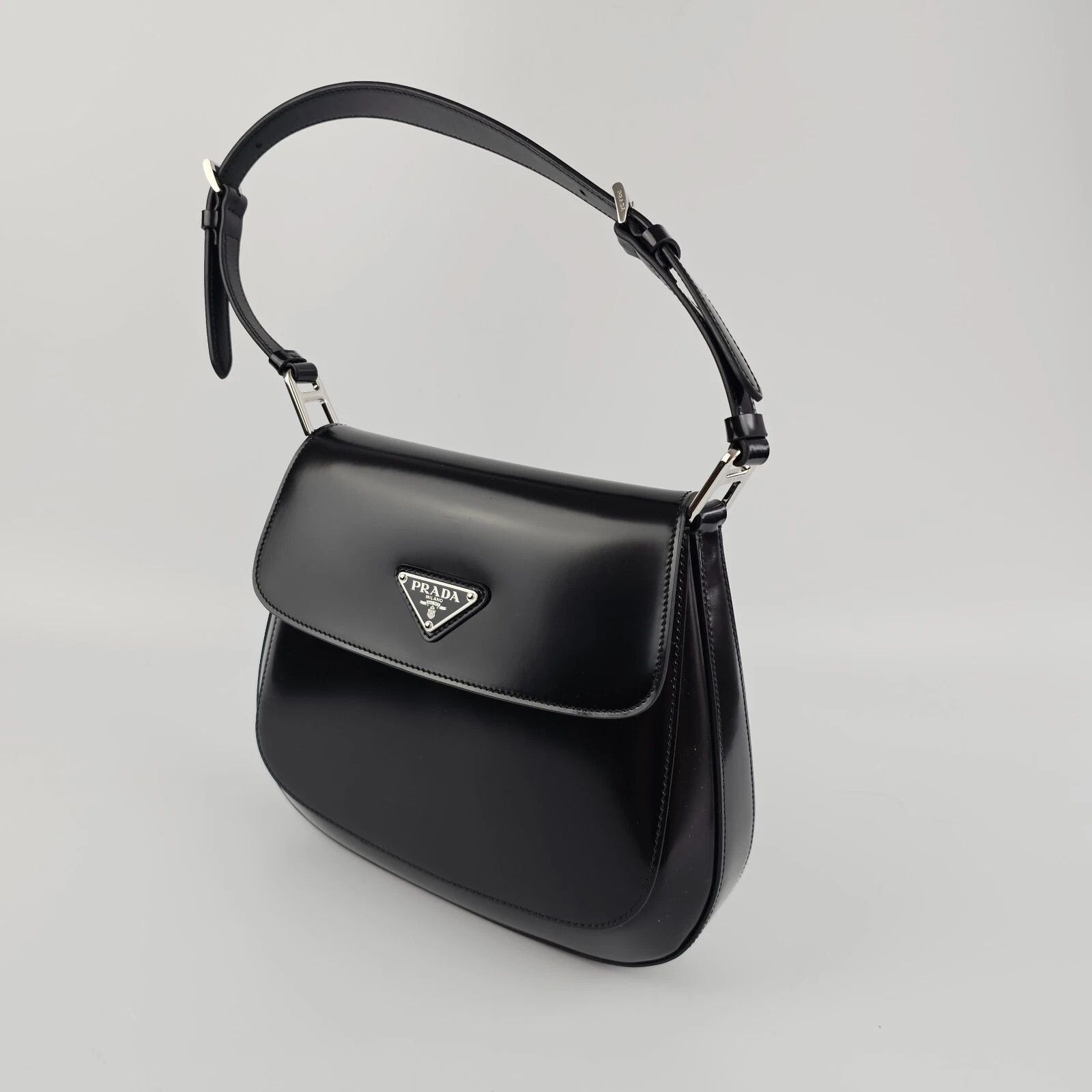 Prada PRADA Cleo Medium Black Brushed Leather Shoulder Bag Size ONE SIZE - 7 Thumbnail