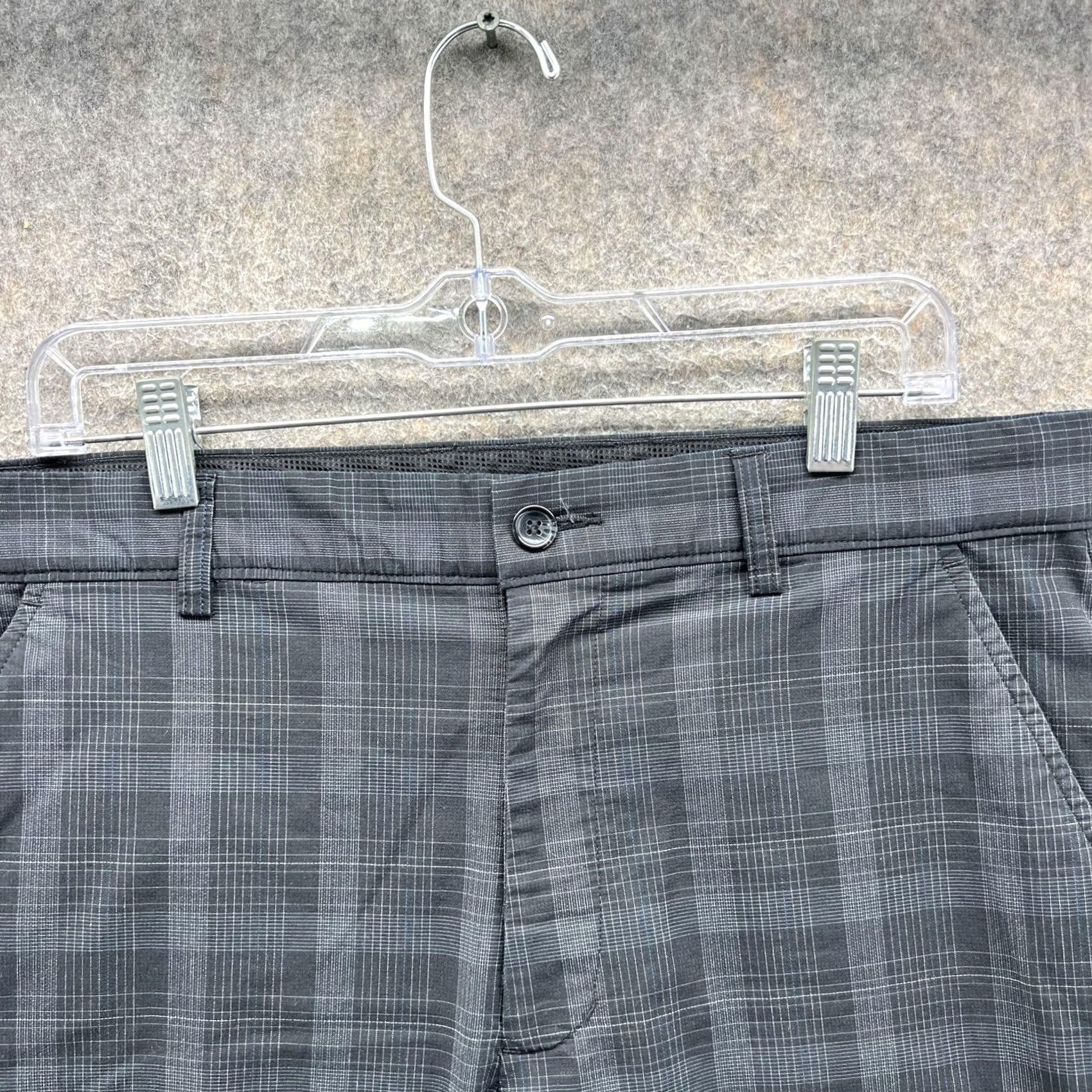 Vintage Greg Norman For Tasso Elba Pants Mens 32x30 Gray Plaid Slim Fit Stretch Golf Size US 32 / EU 48 - 3 Thumbnail