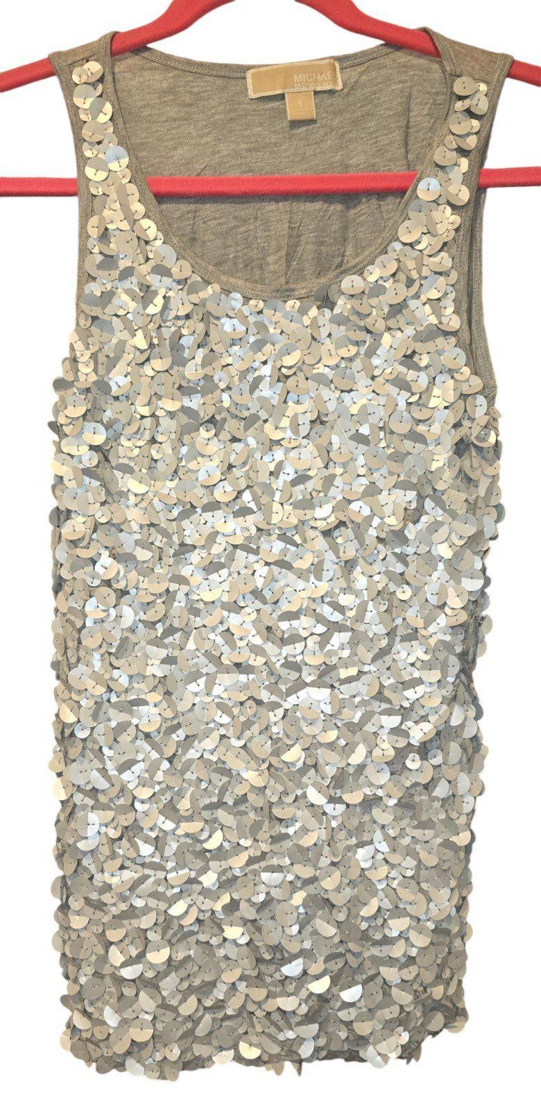 Designer Michael Kors Sparkling Silver Sequin - Stunning Party Wear Size S / US 4 / IT 40 - 2 Thumbnail