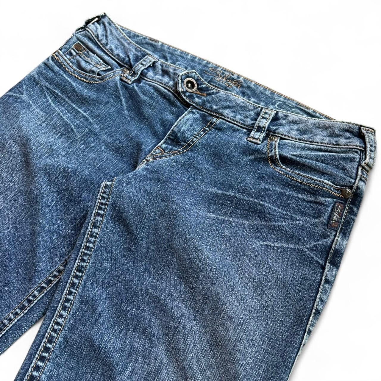 Silver Jeans Co. × Vintage Vintage Y2K Faded Blue Low Rise Flare Denim Jeans Size 33" - 2 Thumbnail