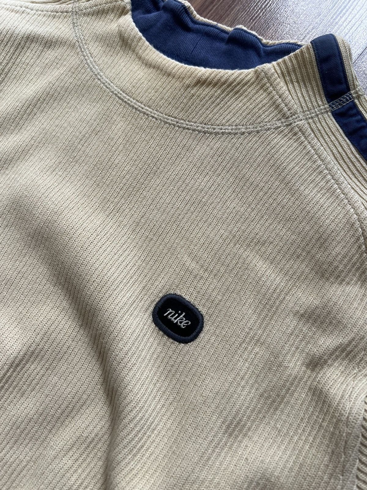Nike Nike Beige Ribbed Crewneck Size US L / EU 52-54 / 3 - 5 Thumbnail