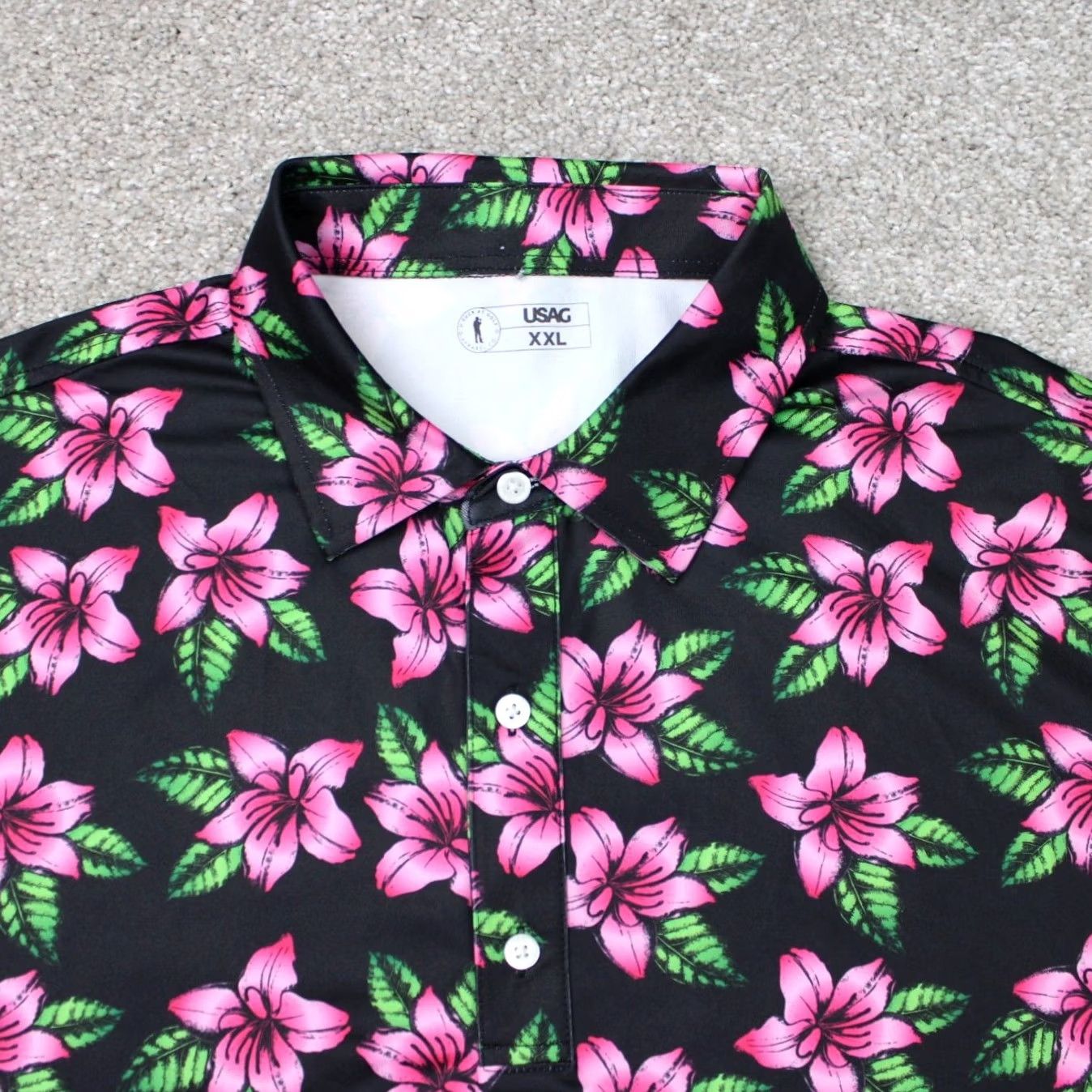 Vintage USAG You Suck at Golf Polo Shirt Mens 2XL XXL Black Floral Short Sleeve Polo Shirt Polo Shirt Mens 2XL Brand You Suck at Golf Size US XXL / EU 58 / 5 - 5 Thumbnail