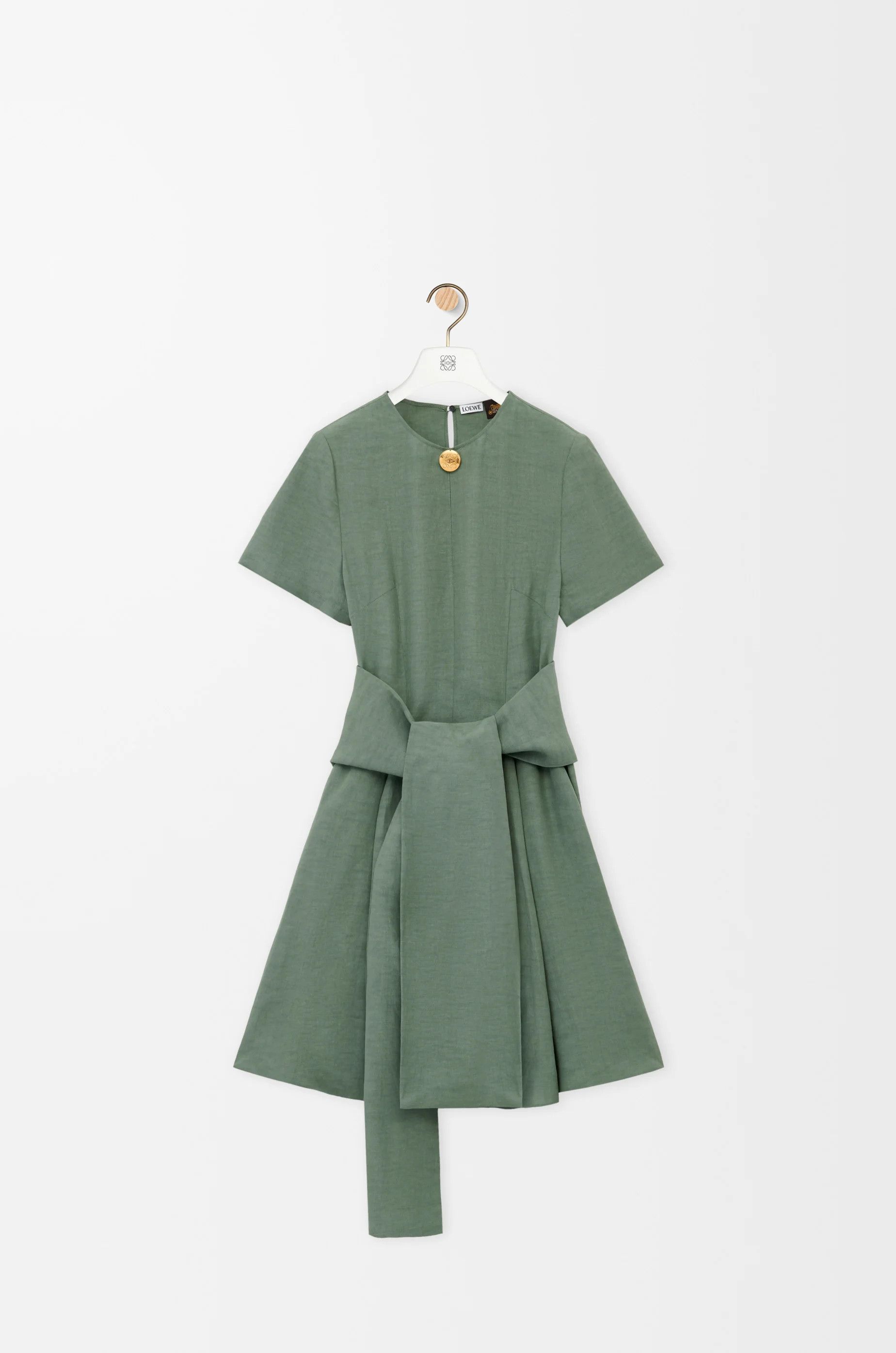 Loewe o1in1g0426 Pebble Dress in Viscose And Linen in Sage Size M / US 6-8 / IT 42-44 - 1 Thumbnail