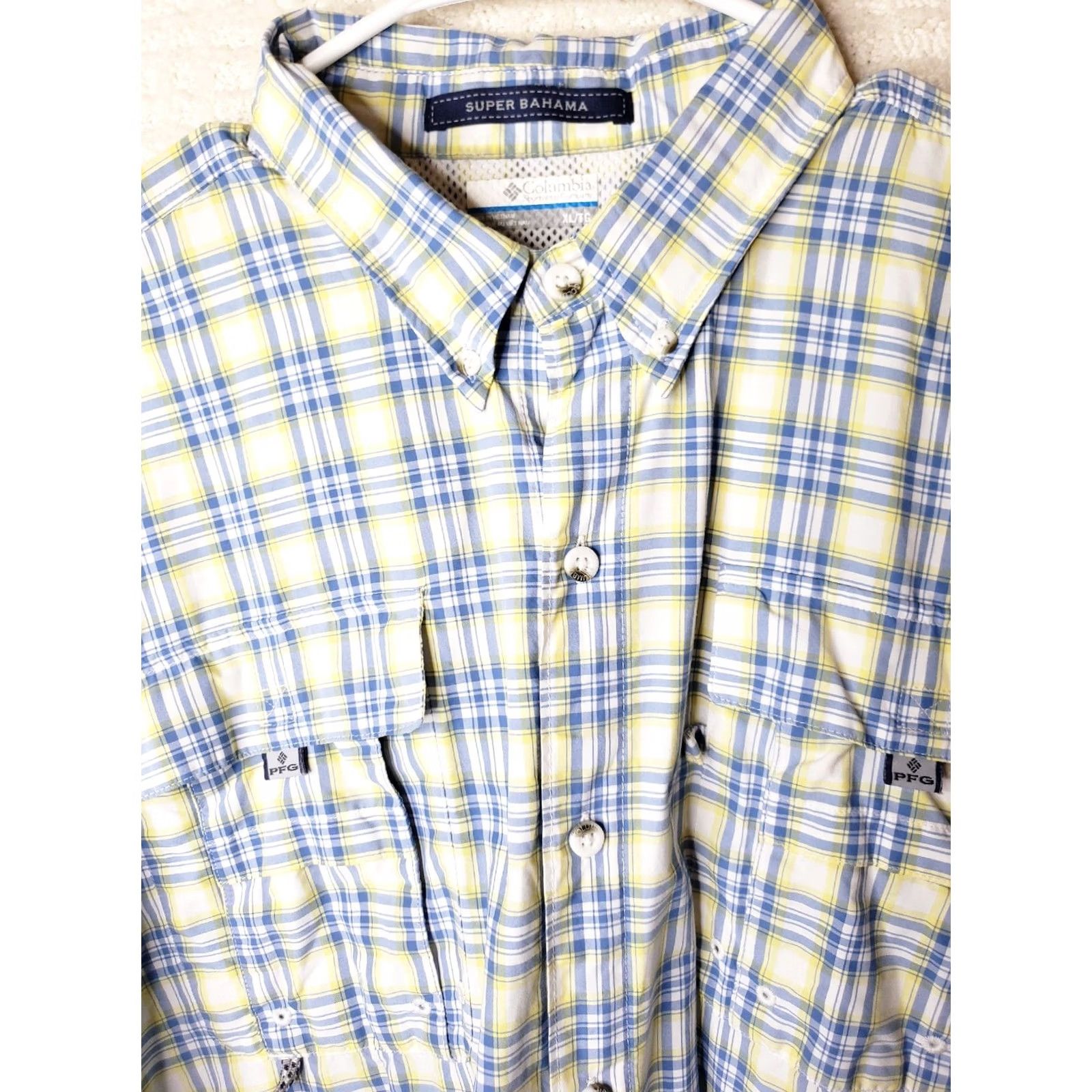 Vintage VINTAGE COLUMBIA PFG Shirt Mens XL Blue Yellow Plaid Long Sleeve OMNI-SHADE Size US XL / EU 56 / 4 - 4 Thumbnail