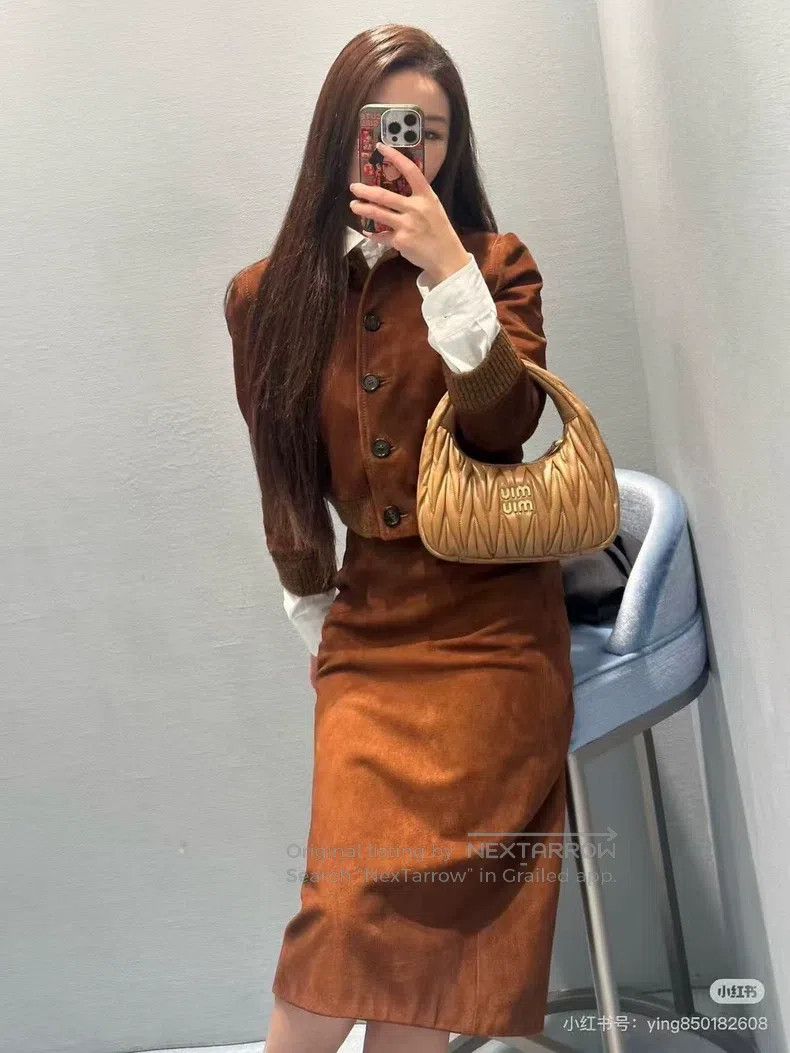 Miu Miu Miu Miu 38 Micro-standard skirt of Maillard deerskin Size 37" - 9 Thumbnail