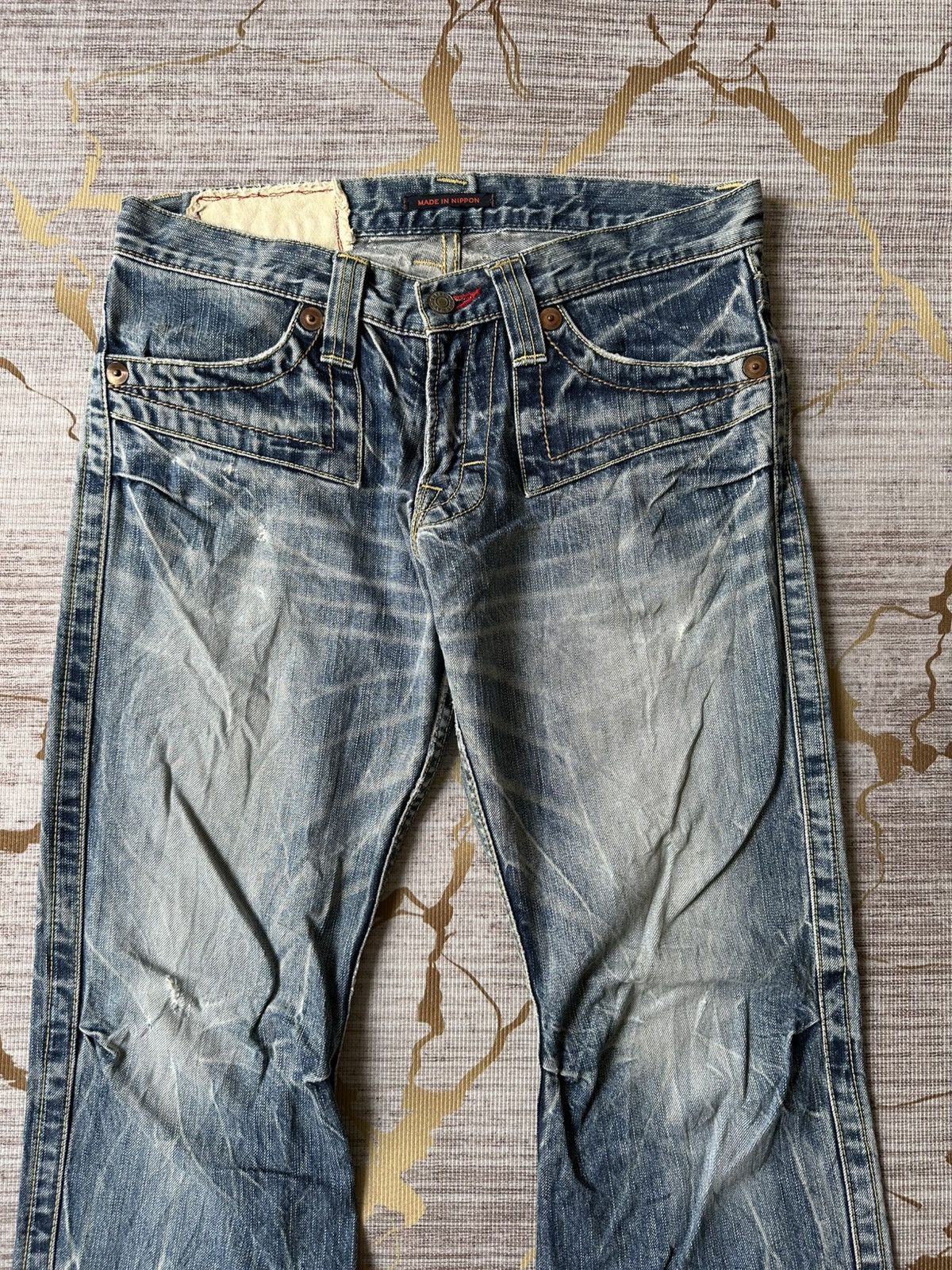 Japanese Brand FLARE Blue Way Japan Claw Marks Distressed Design Denim Size US 30 / EU 46 - 5 Thumbnail