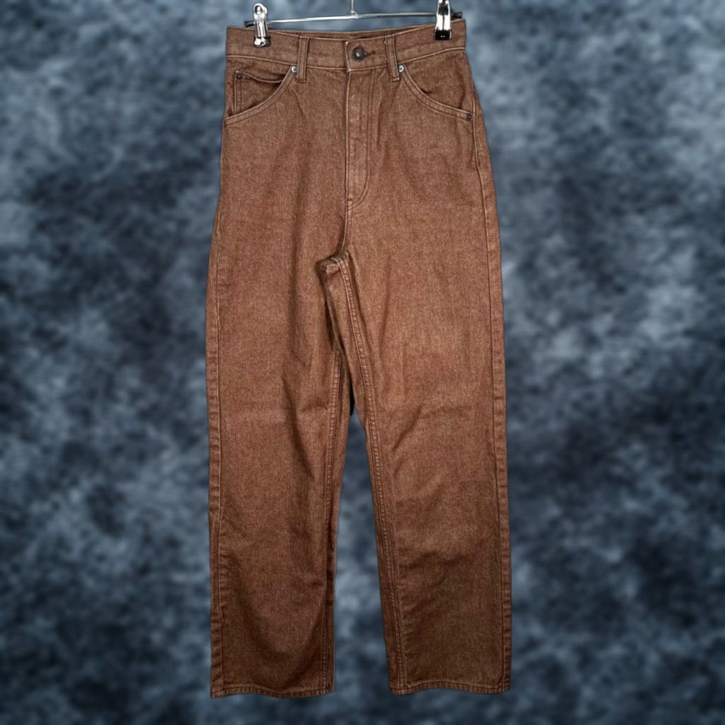 Uniqlo Uniqlo Womens Jeans 23 Brown Straight-Leg Cotton Denim 5-Pocket Inseam 31 High Rise Vintage No Size 40" / US 18 - 1 Thumbnail