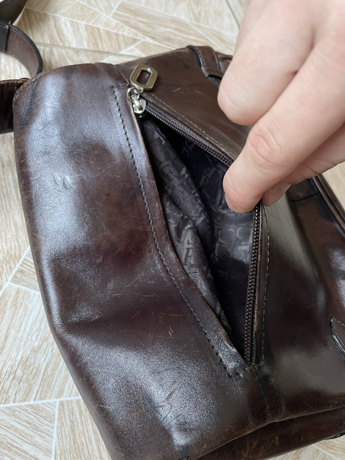 Vintage Retro Vintage Claudio Ferrici Leather Brown Shoulder Bag Size ONE SIZE - 12 Thumbnail