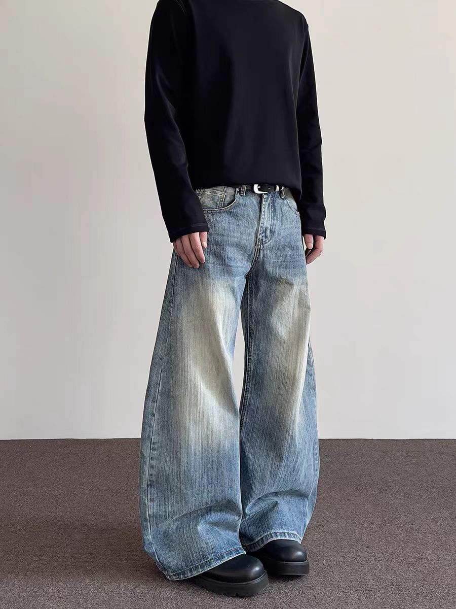 Japanese Brand × Jean Vintage curved knife washed baggy banana shaped jeans Size US 34 / EU 50 - 1 Thumbnail