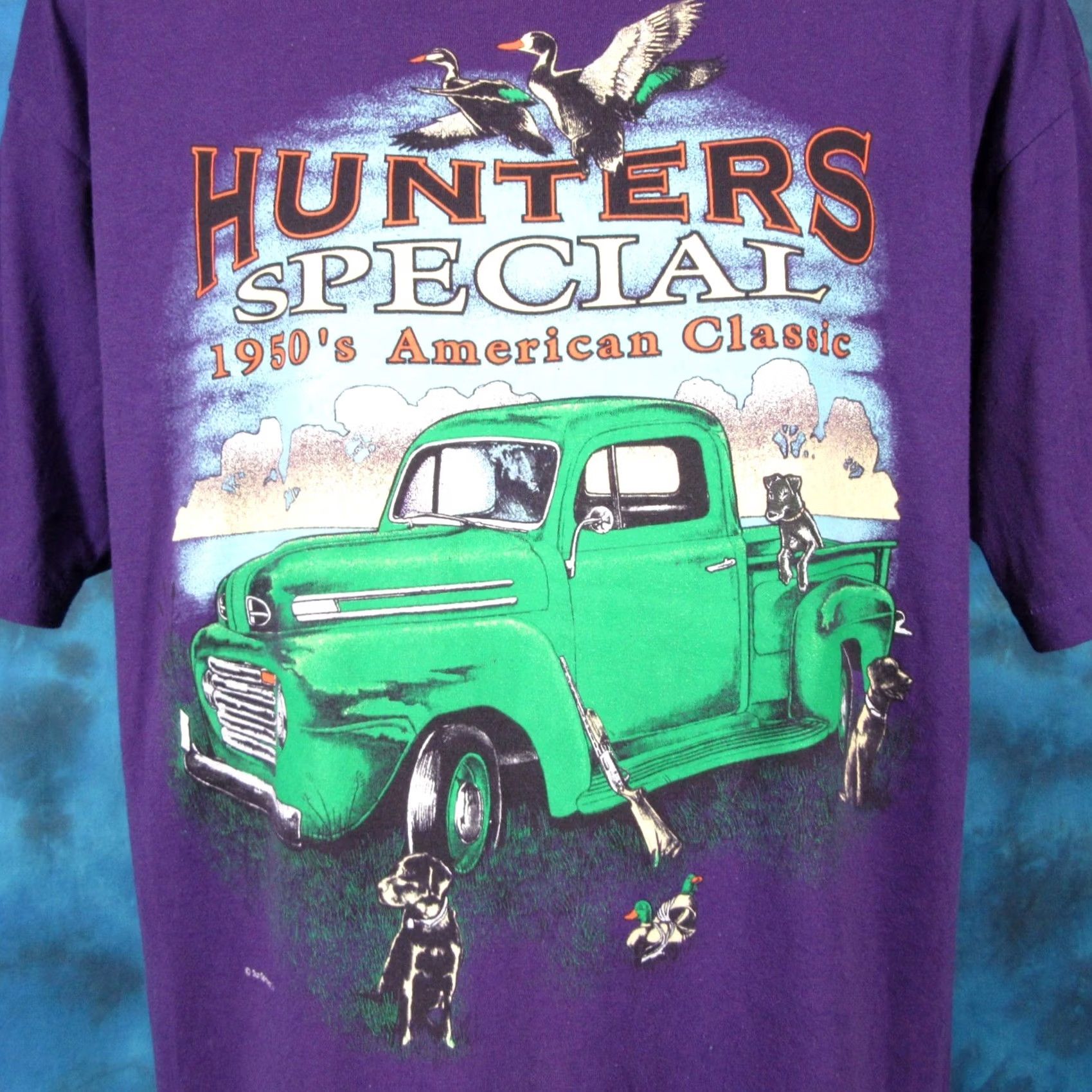 Hunter VINTAGE 90s dog T-Shirt L/XL paper thin single stitch PICKUP TRUCK SPECIAL HUNTERS Men Size US L / EU 52-54 / 3 - 3 Thumbnail