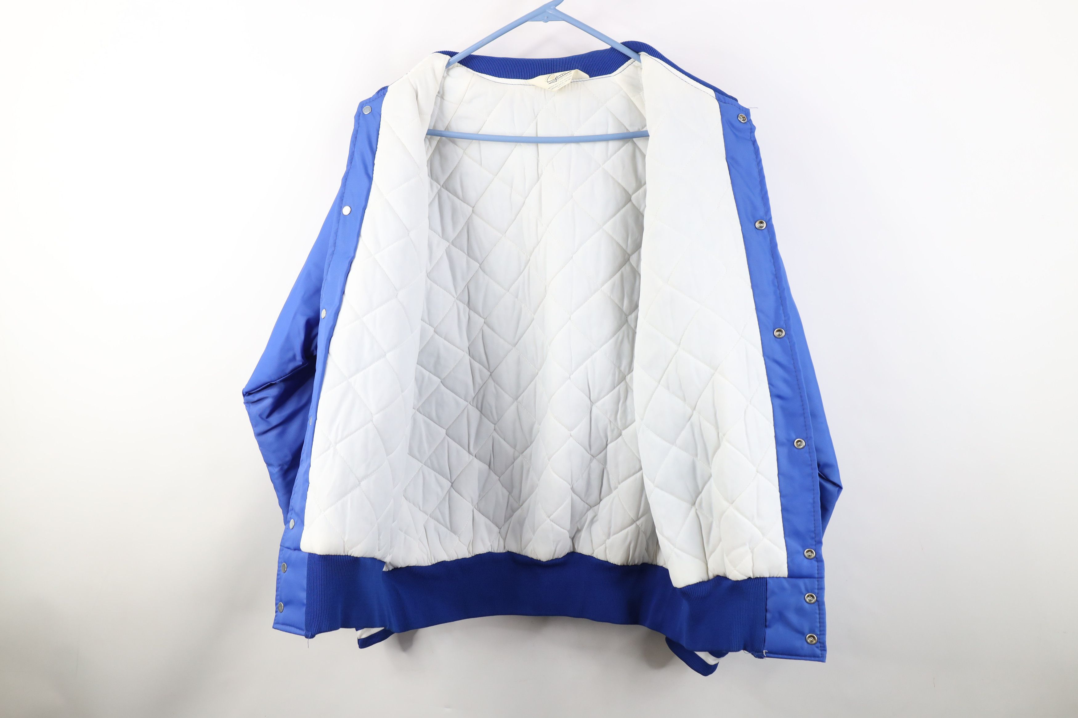 Vintage Vintage 70s 80s Quilted Satin Bomber Jacket Royal Blue USA Size US XL / EU 56 / 4 - 11 Thumbnail