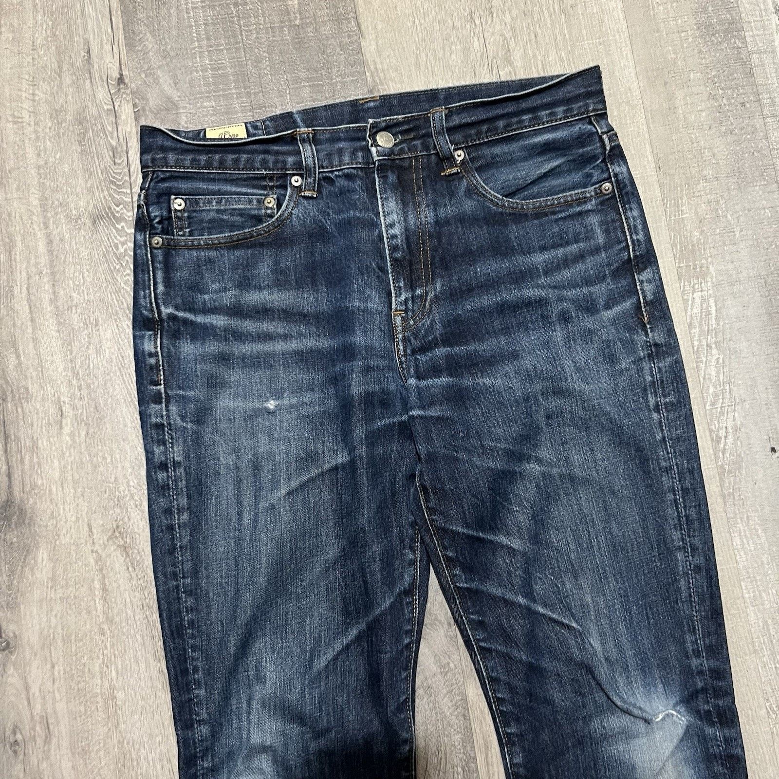 J.Crew J. Crew 770 Dark Wash Raw Indigo Jeans Faded Distressed Fit Size US 33 - 5 Thumbnail