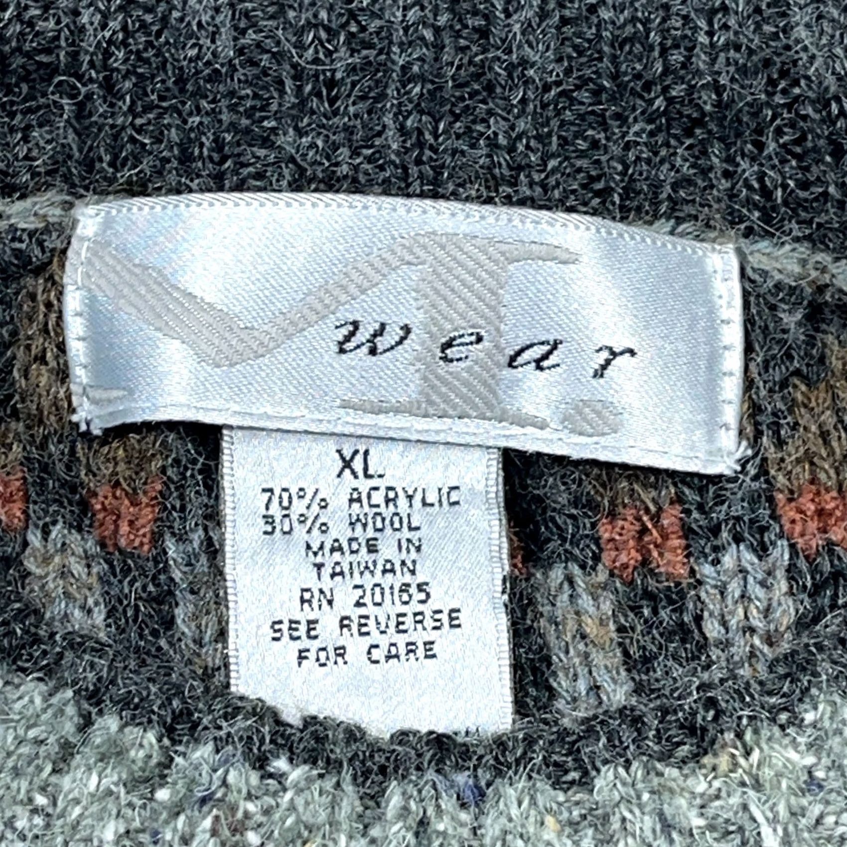Vintage VINTAGE Gray Geometric Striped Crewneck Wool Blend Grandpa Sweater Large Men Size US L / EU 52-54 / 3 - 3 Thumbnail