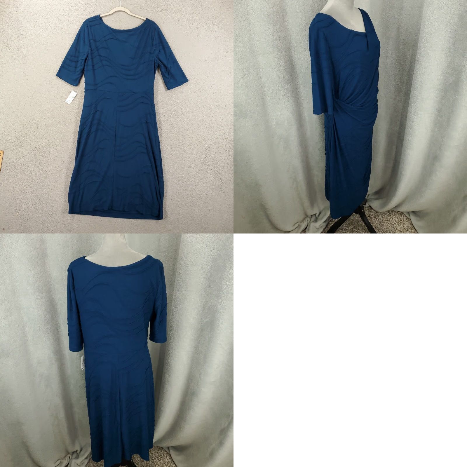 Vintage Connected Apparel New Womens Draped Dress Size 16 Rouched Twisted Draped Pullover Blue Lined NWT Dress Size XXL / US 16-18 / IT 52-54 - 8 Thumbnail