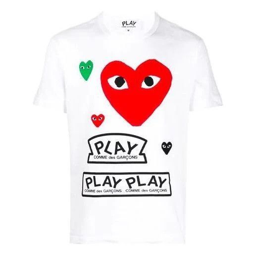 Comme des Garçons PLAY Multi-Heart Logo Tee (White Size XL)