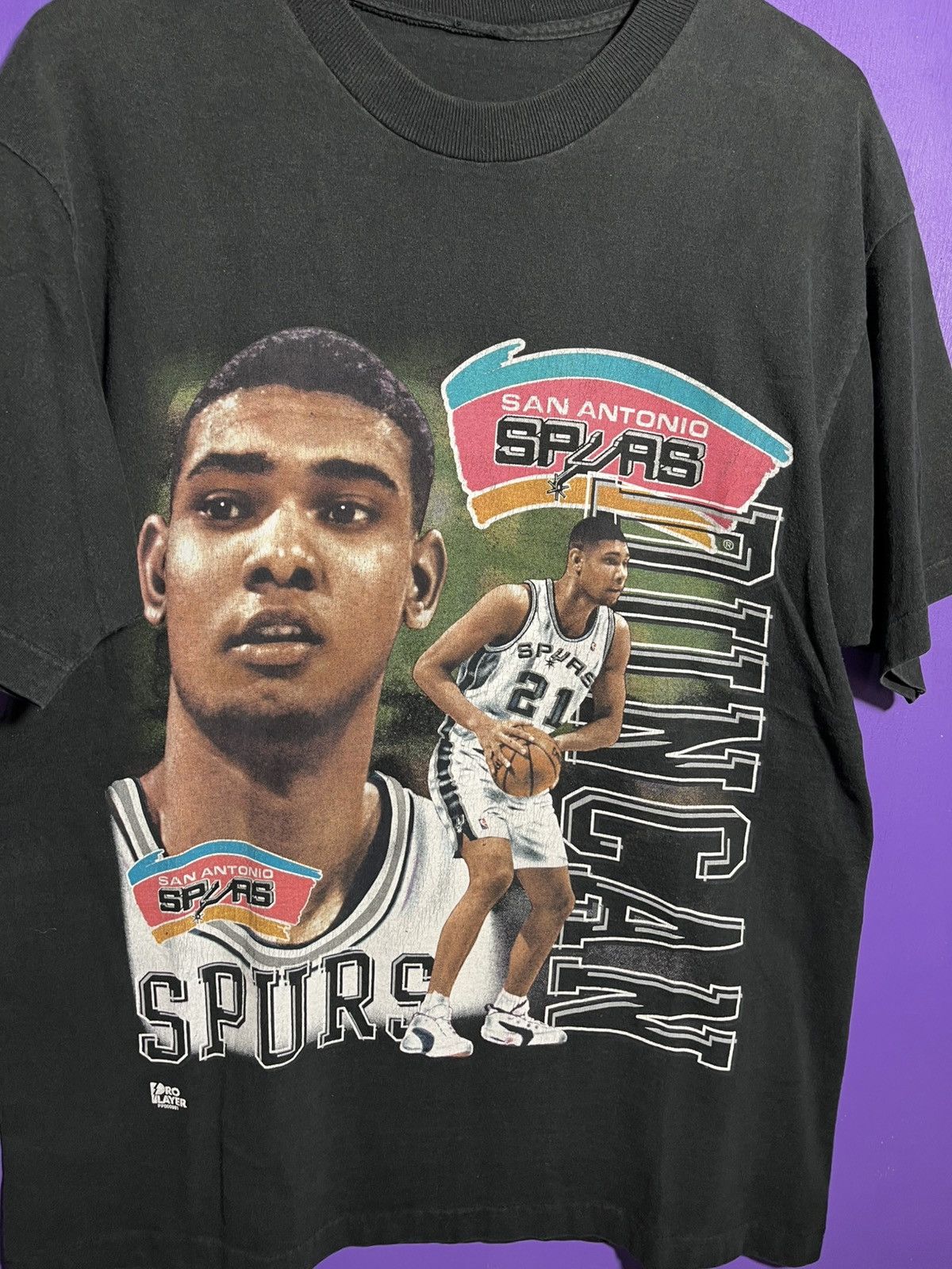 NBA × Pro Player × Vintage Vintage 90s Pro player Spurs Tim Duncan t-shirt Size US XL / EU 56 / 4 - 3 Thumbnail