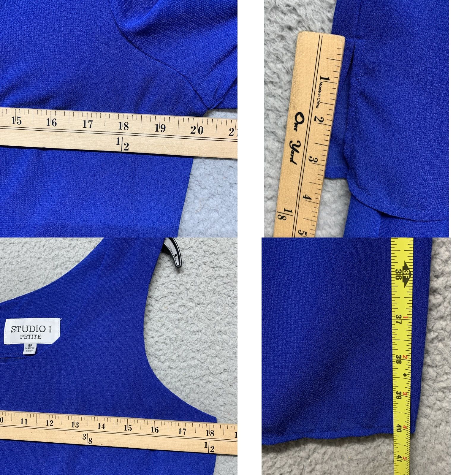 Vintage VINTAGE Studio 1 2-pc Dress Set Women's Sz 8 Royal Blue Button Zip Closure Shoulder Pads Midi Dress Shirt Dress Size M / US 6-8 / IT 42-44 - 9 Thumbnail