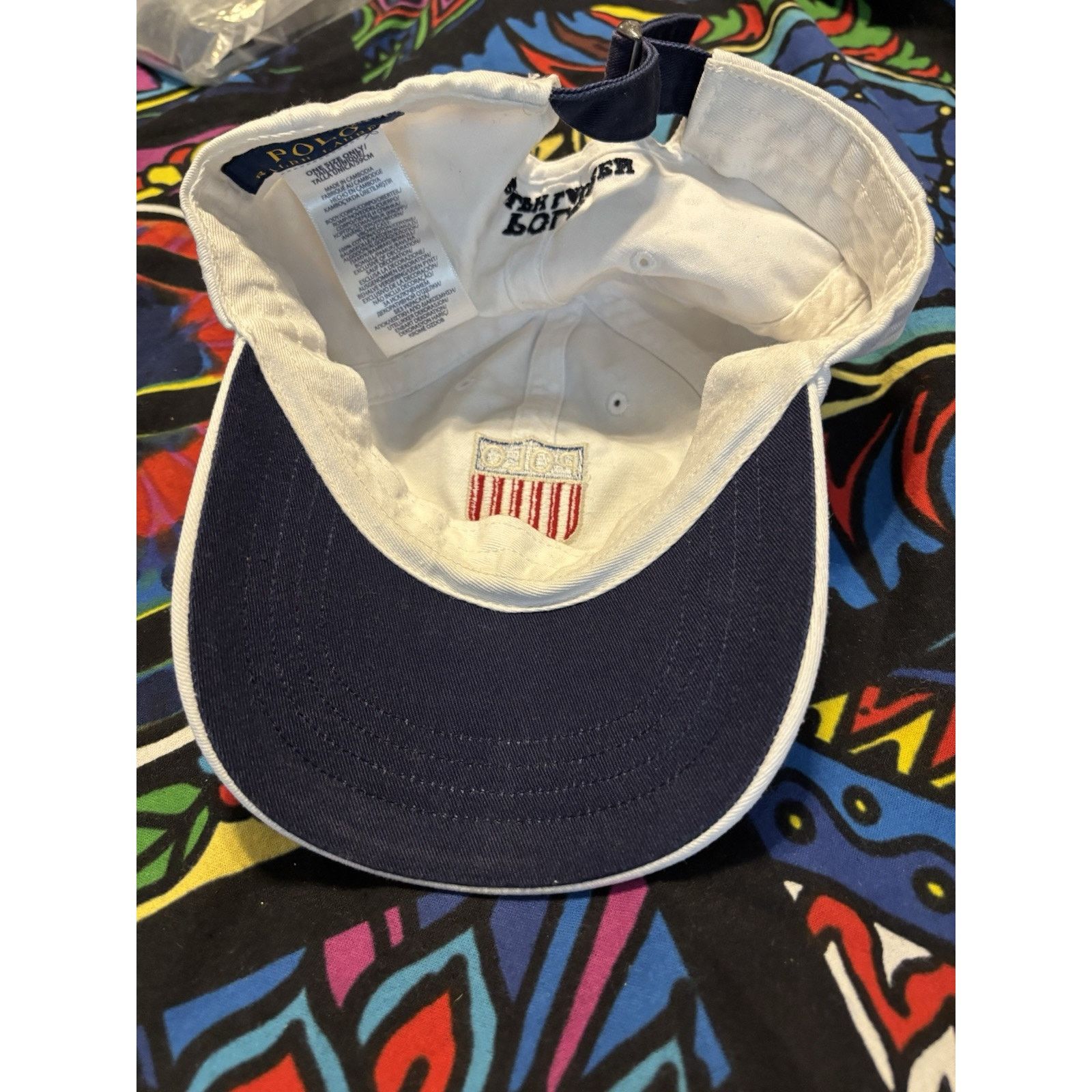 Vintage Flawed white polo ralph lauren shield spellout hat dad hat Size ONE SIZE - 2 Thumbnail