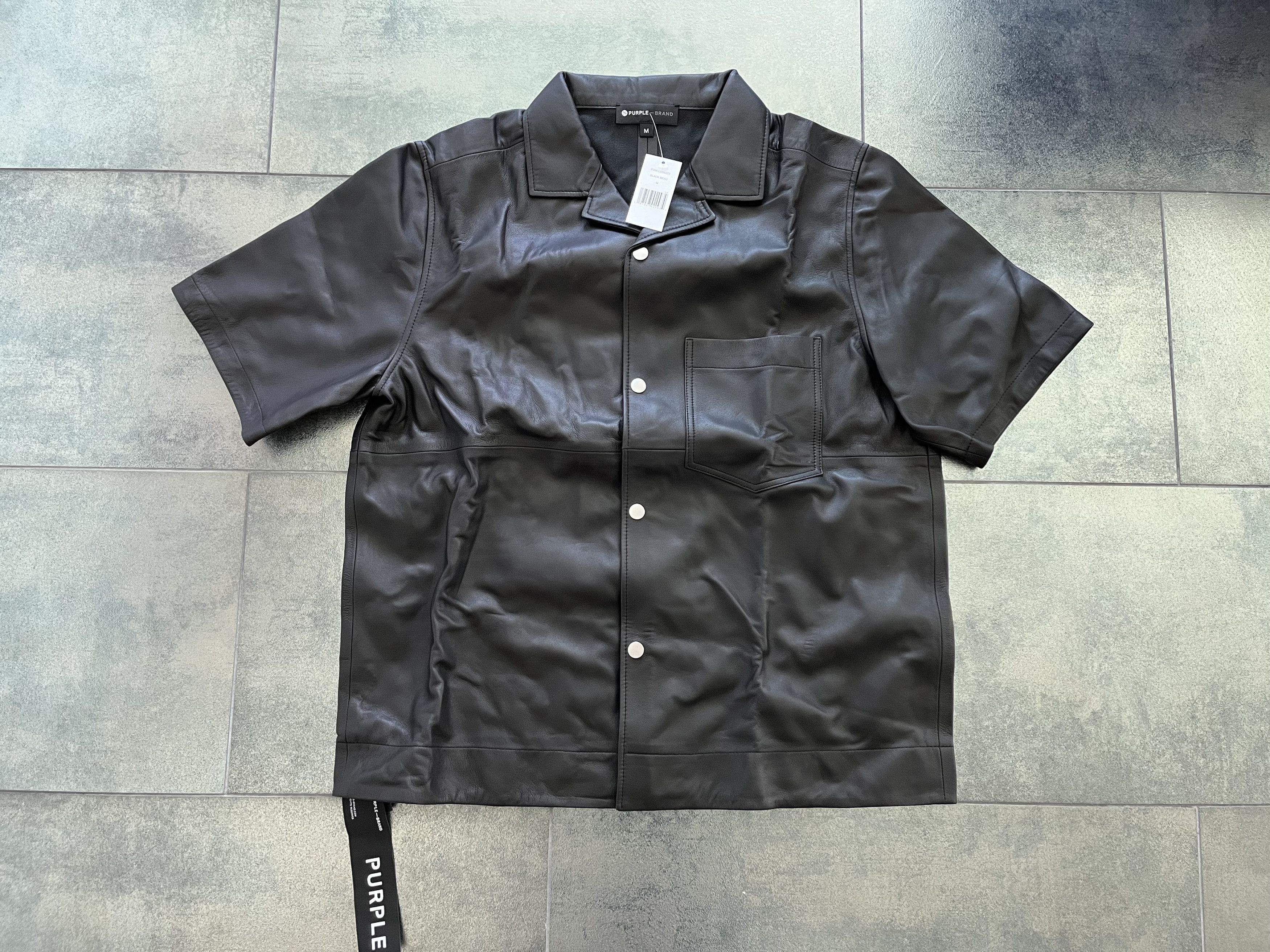 Purple Brand Leather Camp Shirt $1250 Size US M / EU 48-50 / 2 - 2 Thumbnail