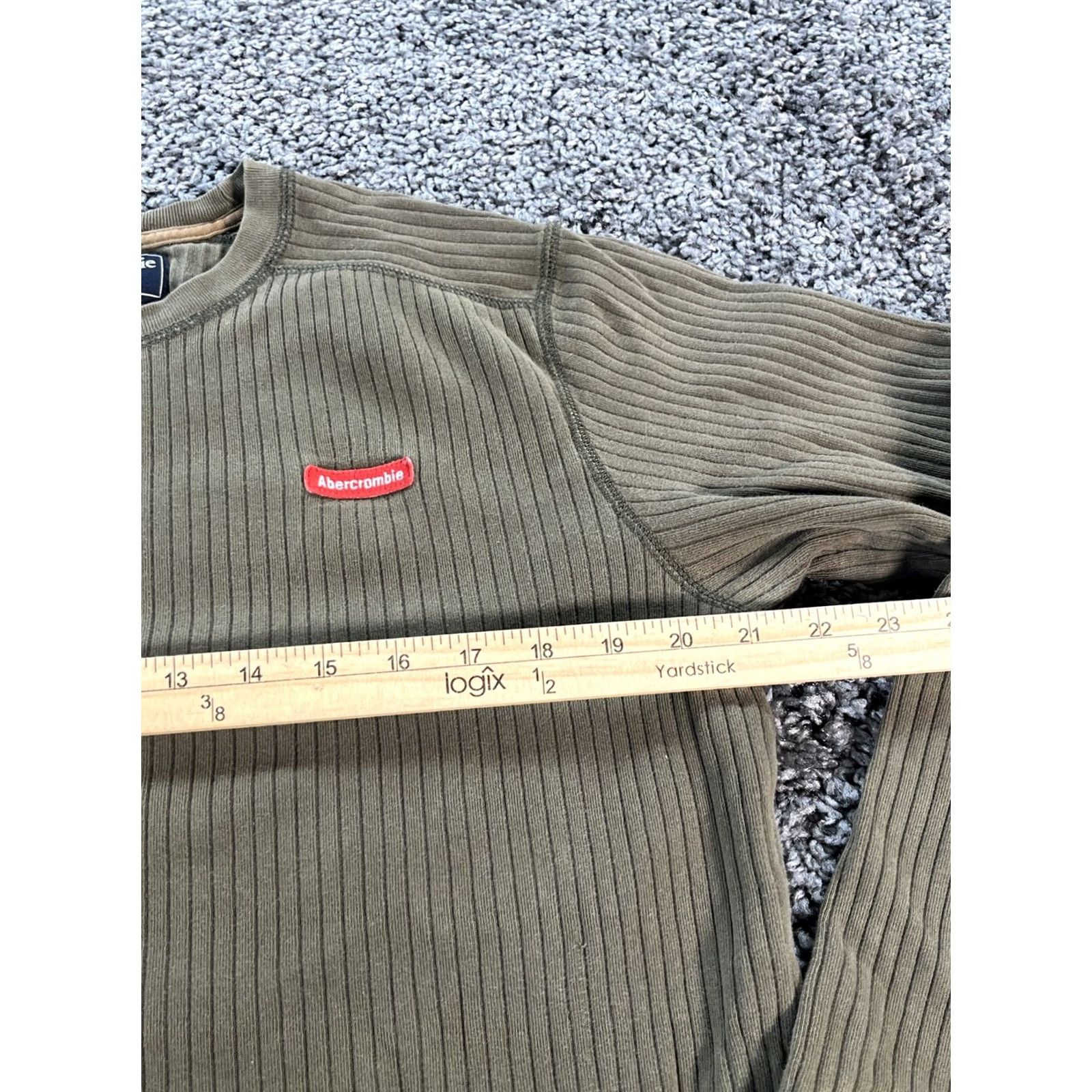 Abercrombie & Fitch Abercrombie & Fitch Shirt Mens L Green Crew Neck Long Sleeve Logo Solid Patch Vintage No Size US L / EU 52-54 / 3 - 3 Thumbnail