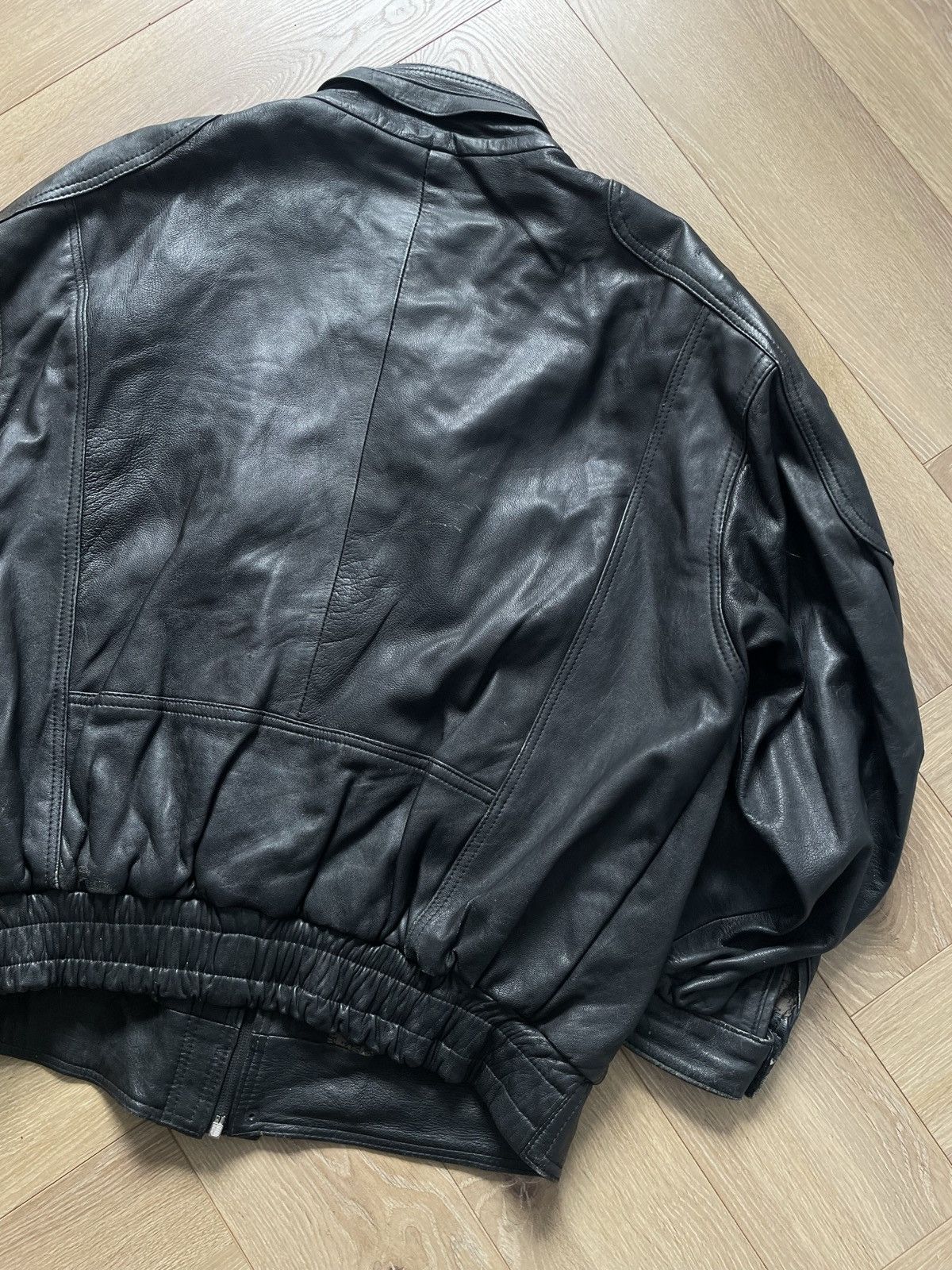 Vintage Vintage Y2k Black Real Leather Zip Bomber Jacket Avant Garde Size US XL / EU 56 / 4 - 9 Thumbnail