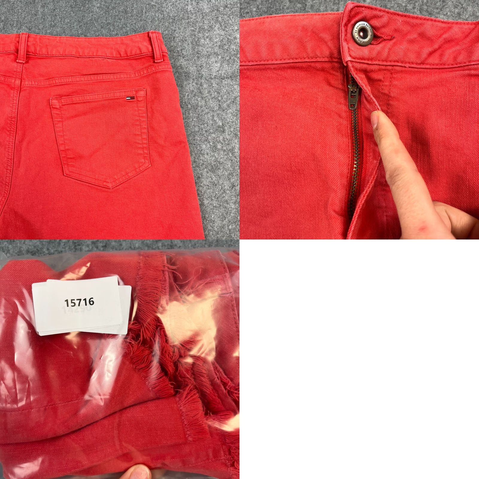 Tommy Hilfiger Tommy Hilfiger Womens Denim Shorts UK 18 W38 Red Fray Hem Short Chino Casual Pants Retro 90s Womens Size 40" / US 18 - 9 Thumbnail