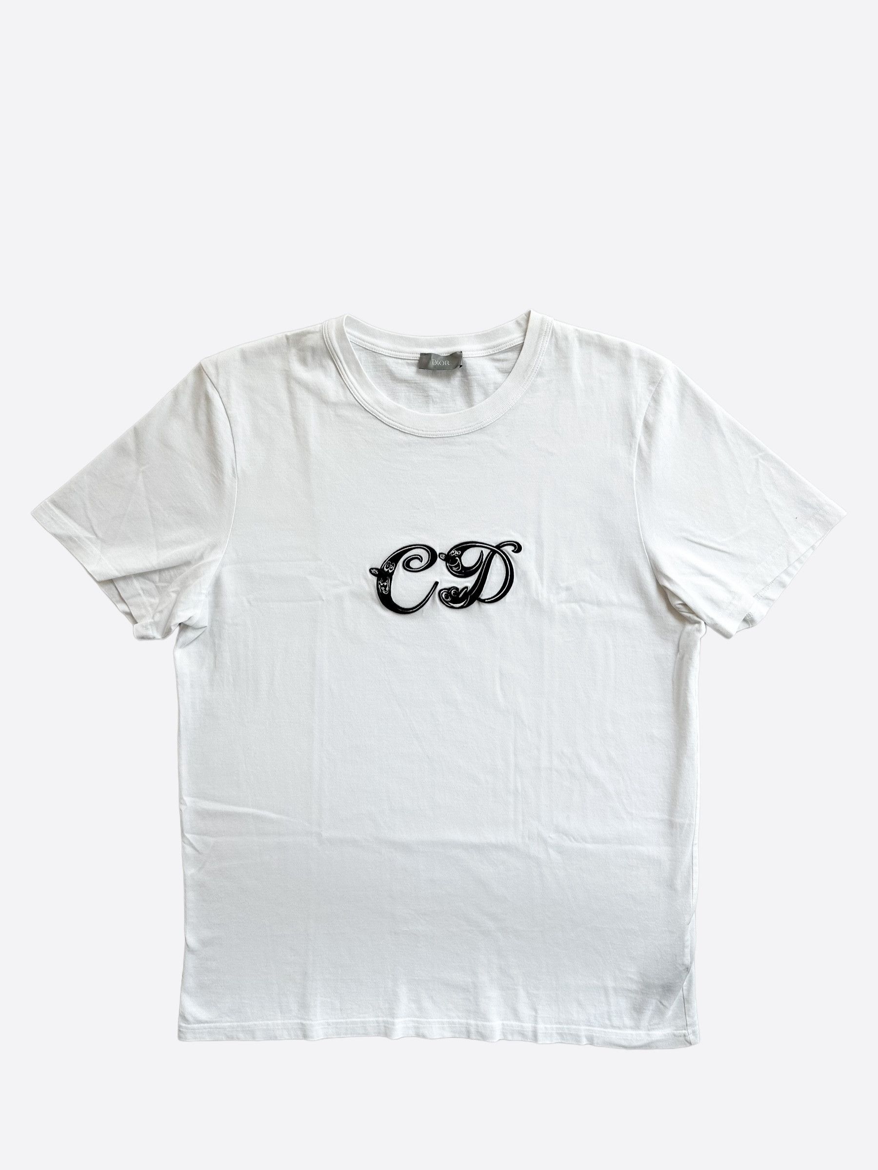 image of Dior Kenny Scharf White & Black Embroidered Logo T-Shirt, Men's (Size XL)