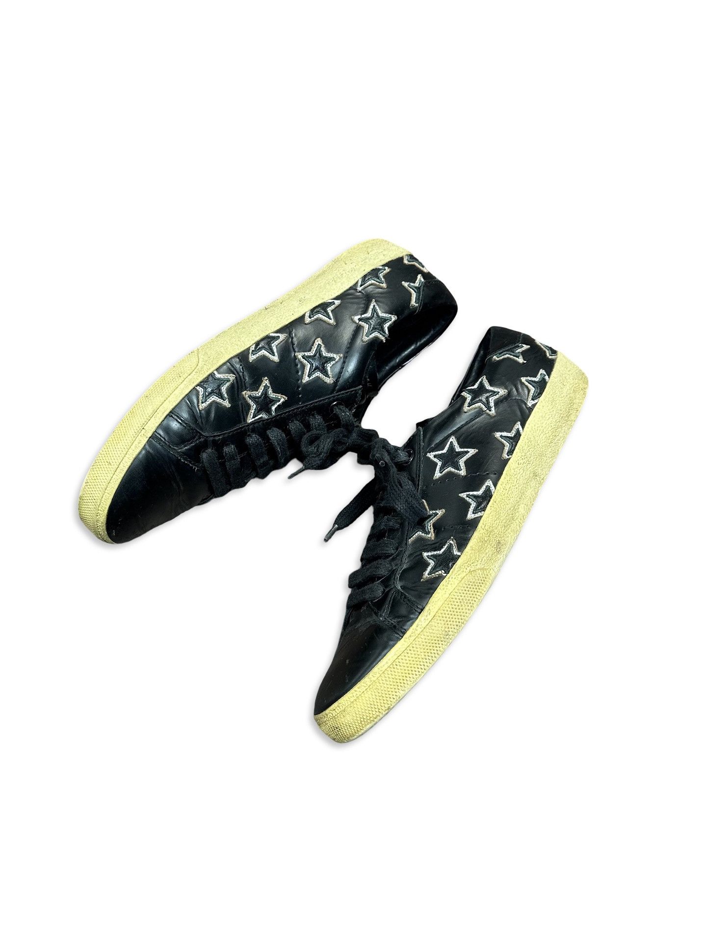 Yves Saint Laurent YSL distressed star low top leather shoes Size US 7 / EU 40 - 2 Thumbnail