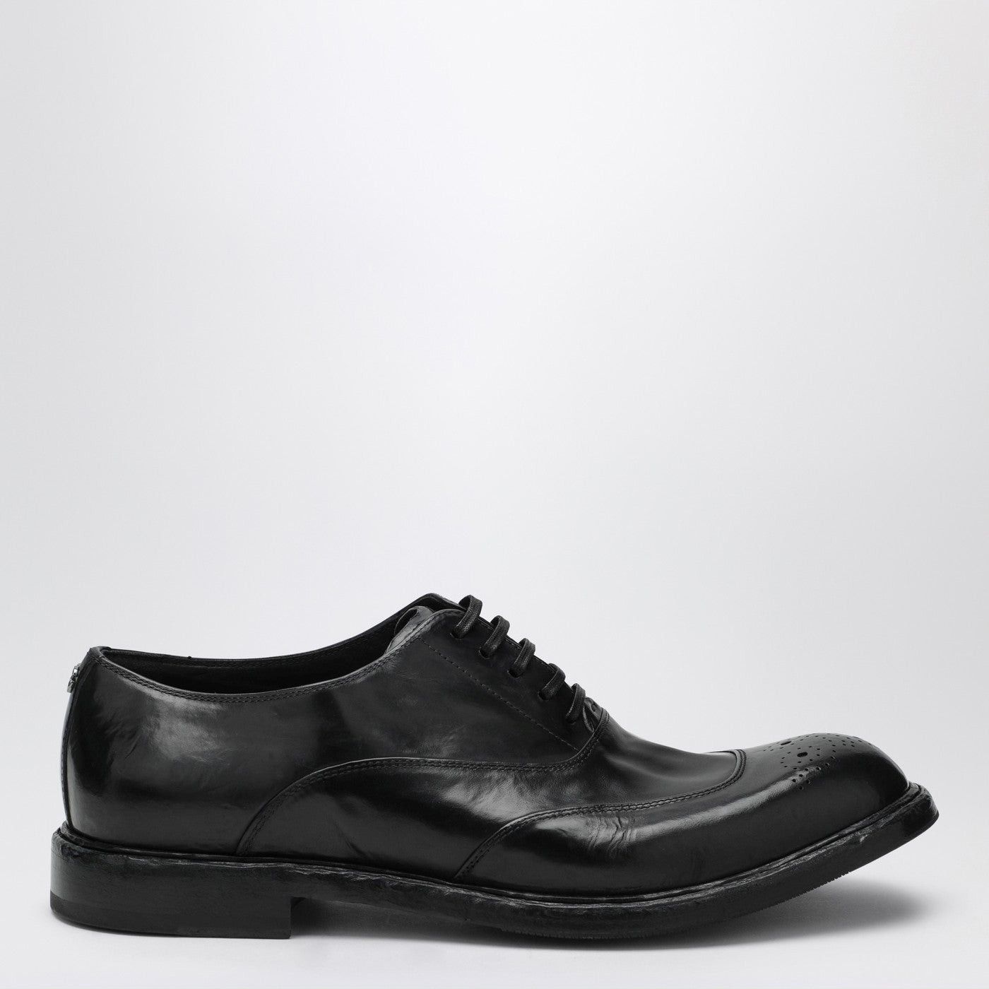 Dolce & Gabbana Dolce&Gabbana Washed Black Calfskin Lace-Up Shoe Size US 10.5 / EU 43-44 - 1 Thumbnail