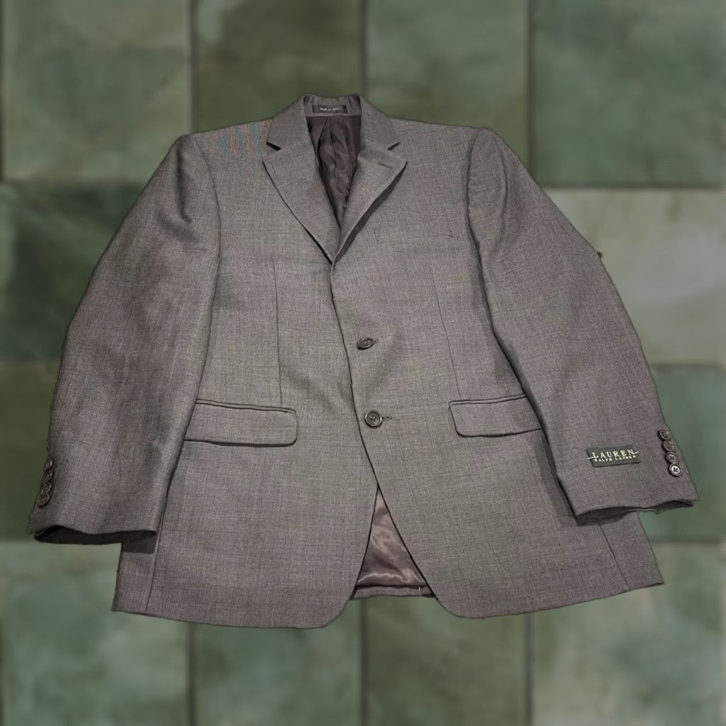 Ralph Lauren Lauren Ralph Lauren Jacket Mens 38R Gray Blazer Wool Blend 2 Button Solid Lined Business Casual Party/Cocktail Travel Workwear Mens Size 38R - 1 Thumbnail