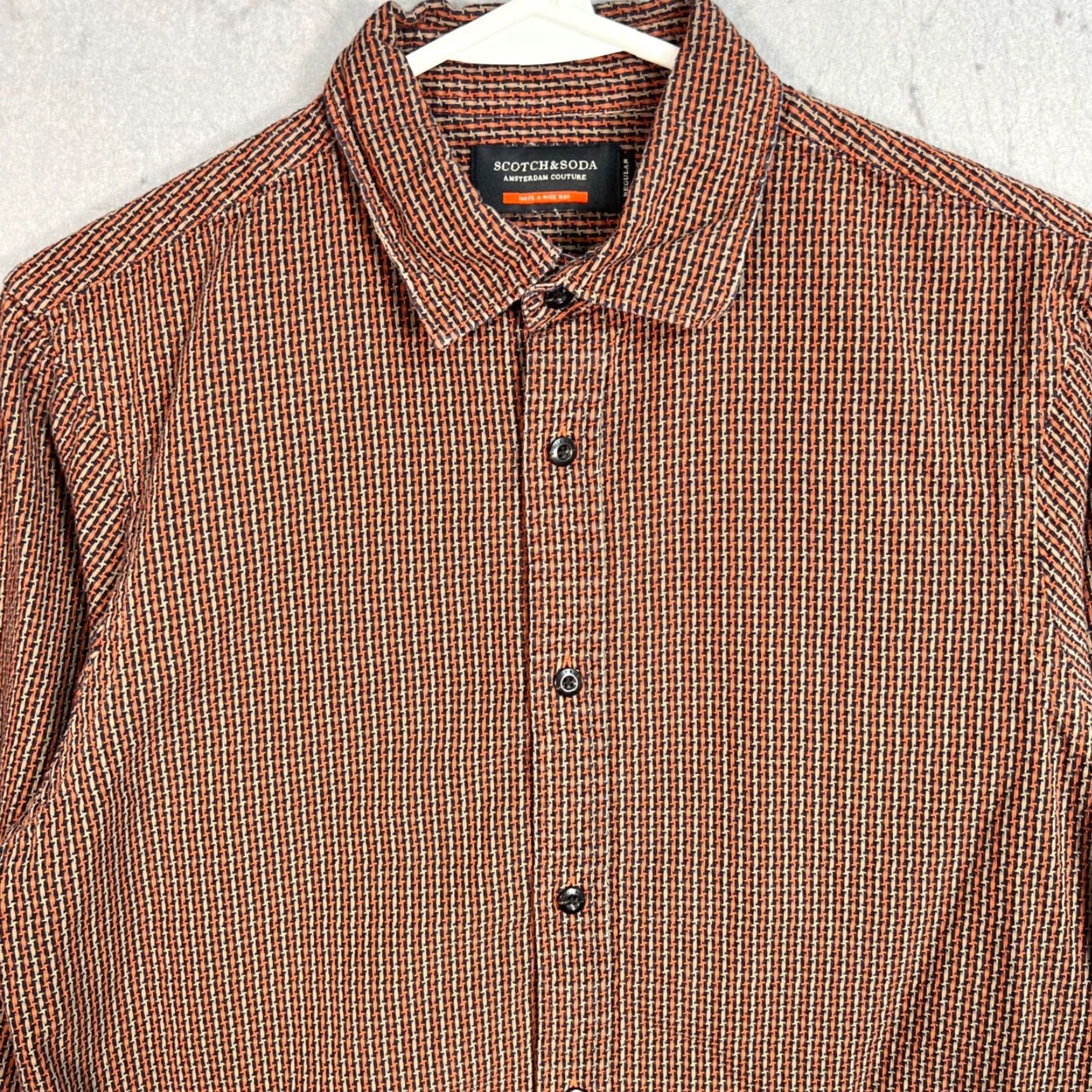 Scotch & Soda Scotch & Soda Mens Size Small Regular Fit Brown Long Sleeve Shirt - Button-Up, Cotton, Casual, Classic, All Seasons, Men, Size S, Brown, Vintage: No Size US S / EU 44-46 / 1 - 5 Thumbnail
