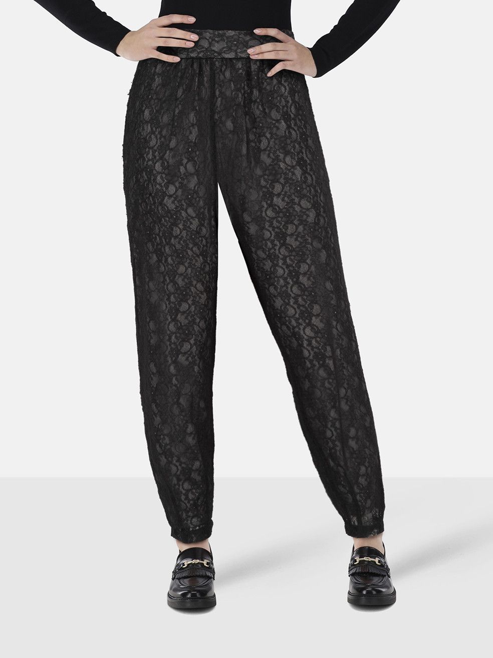 Black Lace Slim Fit Trousers
