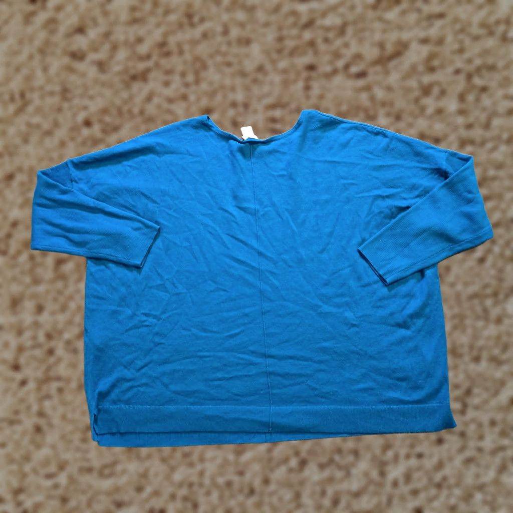 Vintage Chico's Womens XXL Blue Cashmere Knit Boxy Long Sleeve Stretch Casual Basic Top Shirt Blouse V-Neck Knitwear Everyday Size XXL / US 16-18 / IT 52-54 - 1 Thumbnail