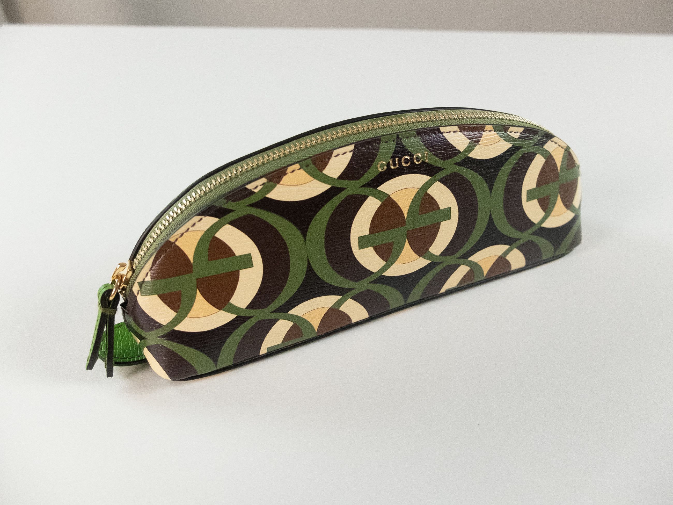 Gucci GUCCI Cascade green brown logo pencil case make up bag Size ONE SIZE - 3 Thumbnail