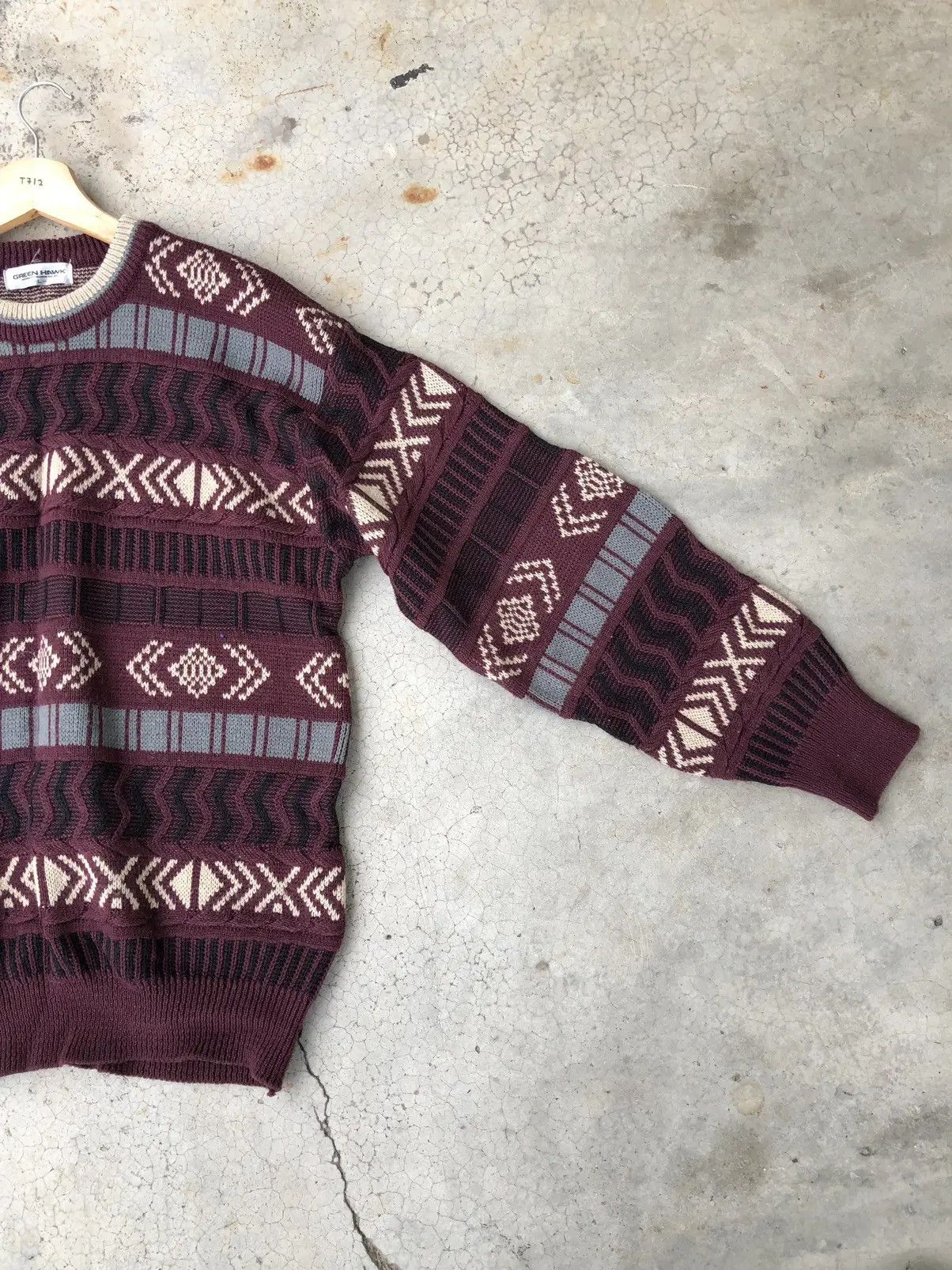 Other Vintage Green Hawk Stripe Pureknit Like Coogi Sweater Size US L / EU 52-54 / 3 - 3 Thumbnail