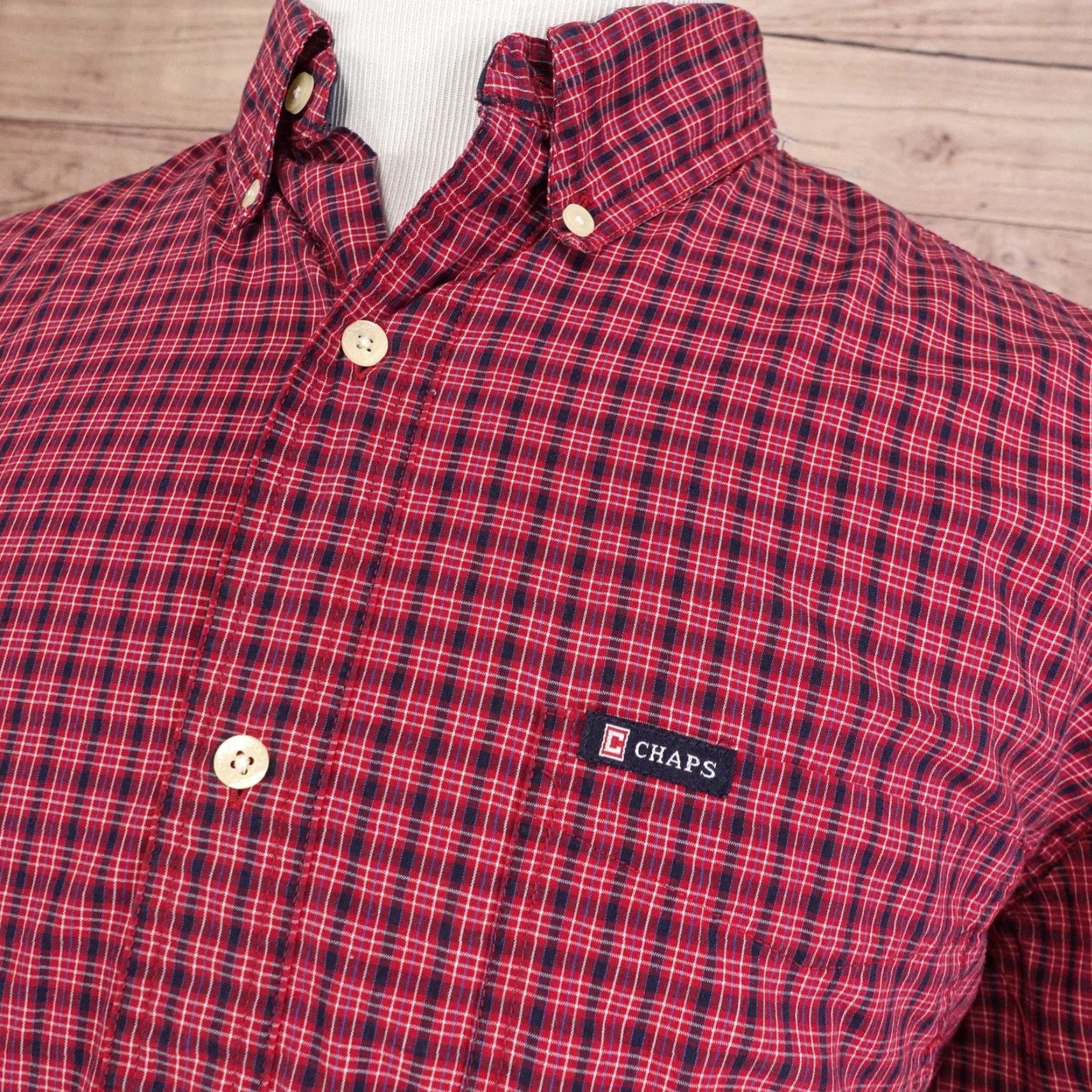 Chaps Chaps Shirt Mens Large Red Plaid Long Sleeve Button-Down Easy Care Casual Size US L / EU 52-54 / 3 - 2 Thumbnail