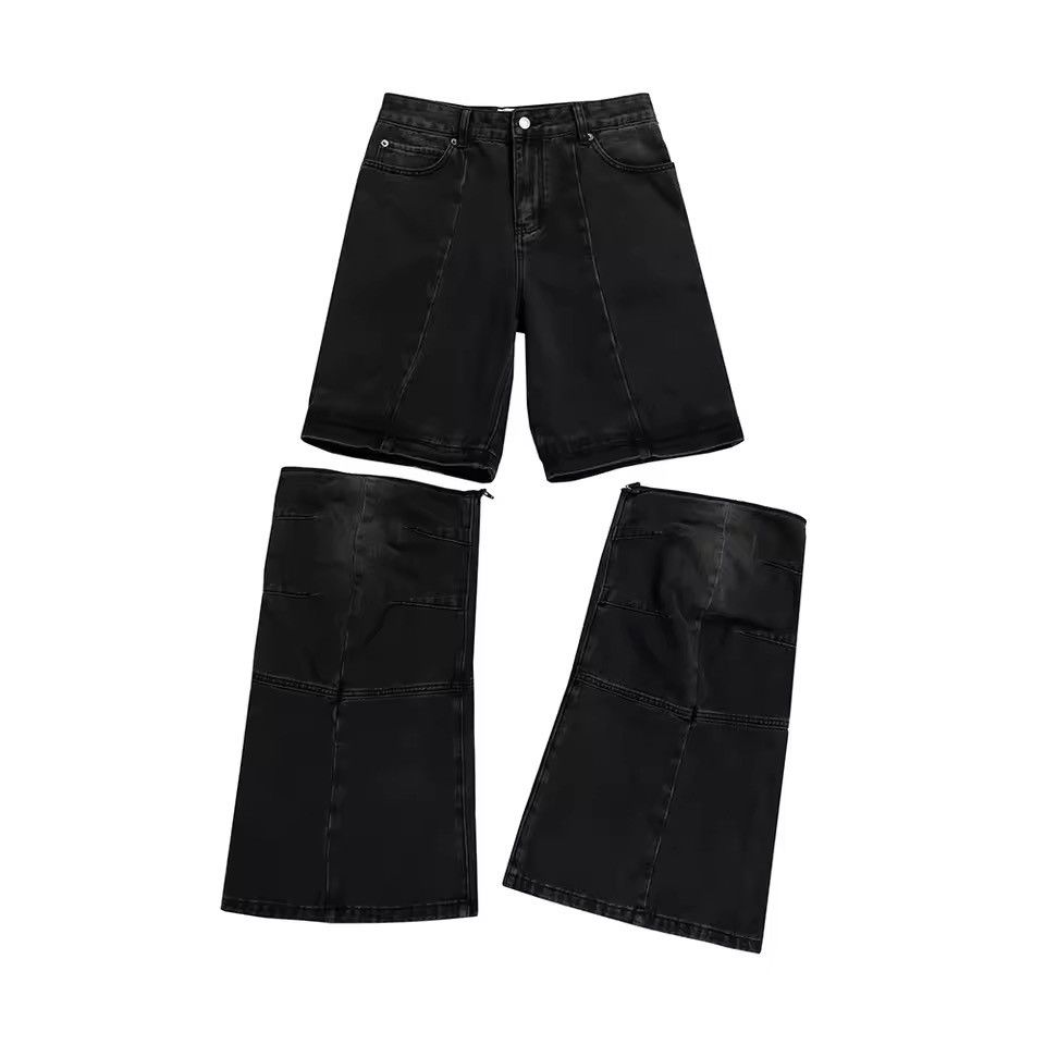 Jean Distressed Detachable Flared Bootcut Retro Jeans + Shorts Size US 34 / EU 50 - 3 Thumbnail