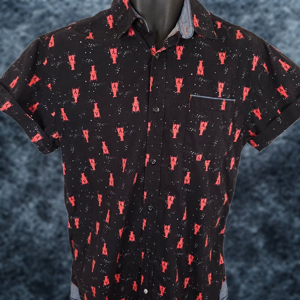 Vintage VINTAGE Lobster Camp Shirt Mens Size Medium Black Red All Over Print Good Vibes Size US M / EU 48-50 / 2 - 1 Thumbnail