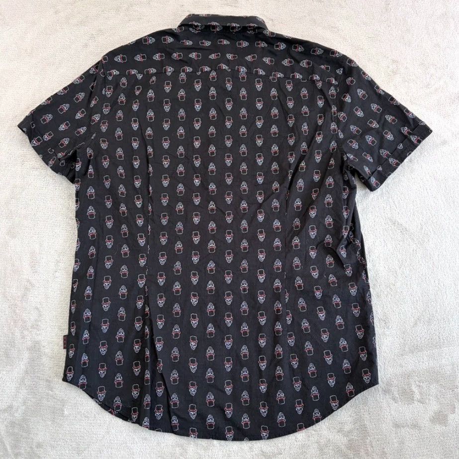 John Varvatos John Varvatos Skull Top Hat Print Shirt Black Men L Short Sleeve Button-Up Geometric Gothic Rock n Roll Vibes (Mens) Size US L / EU 52-54 / 3 - 4 Thumbnail