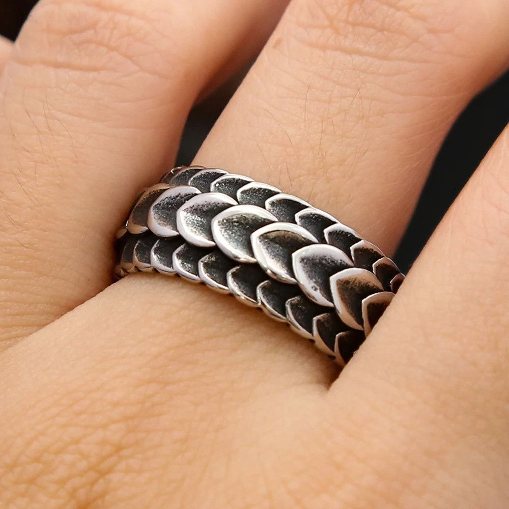 Jewelry Vikings Dragon Scale Ring Size ONE SIZE - 1 Thumbnail