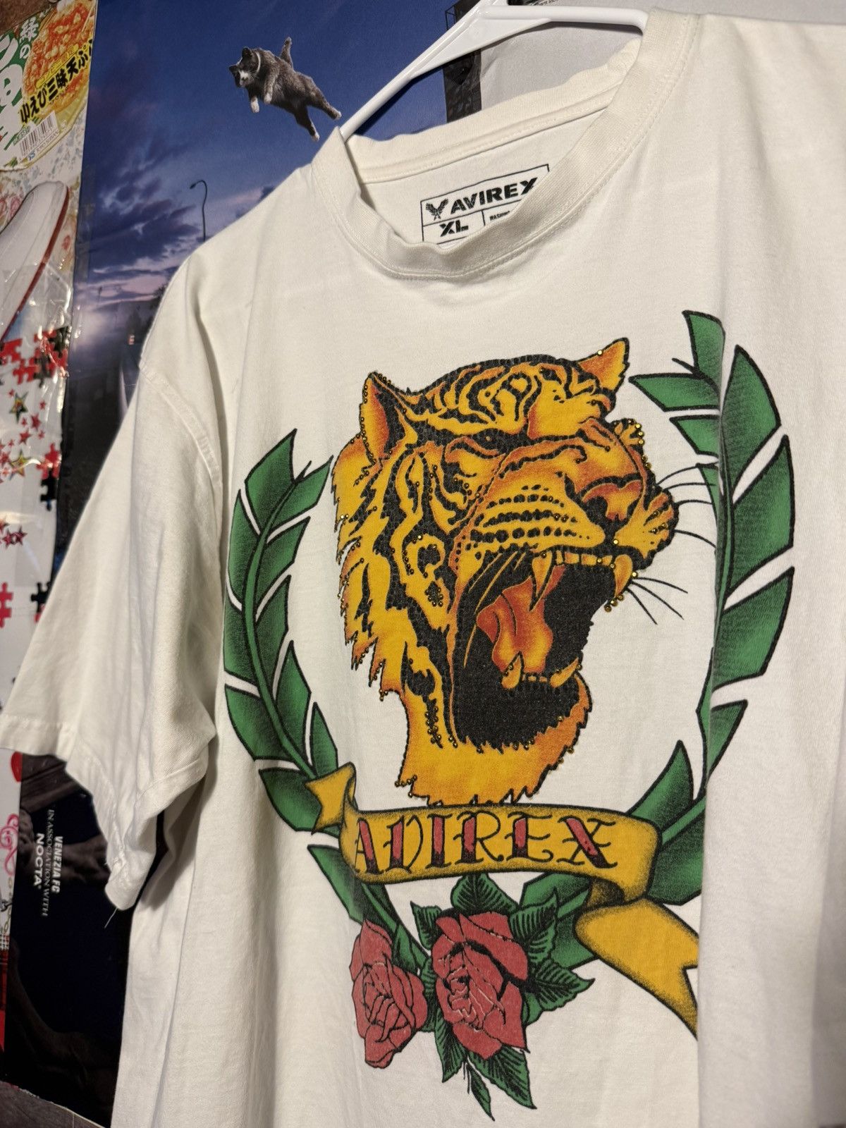 Avirex AVIREX tiger graphic tee XL white y2k rhinestone stud crest Size US XL / EU 56 / 4 - 4 Thumbnail