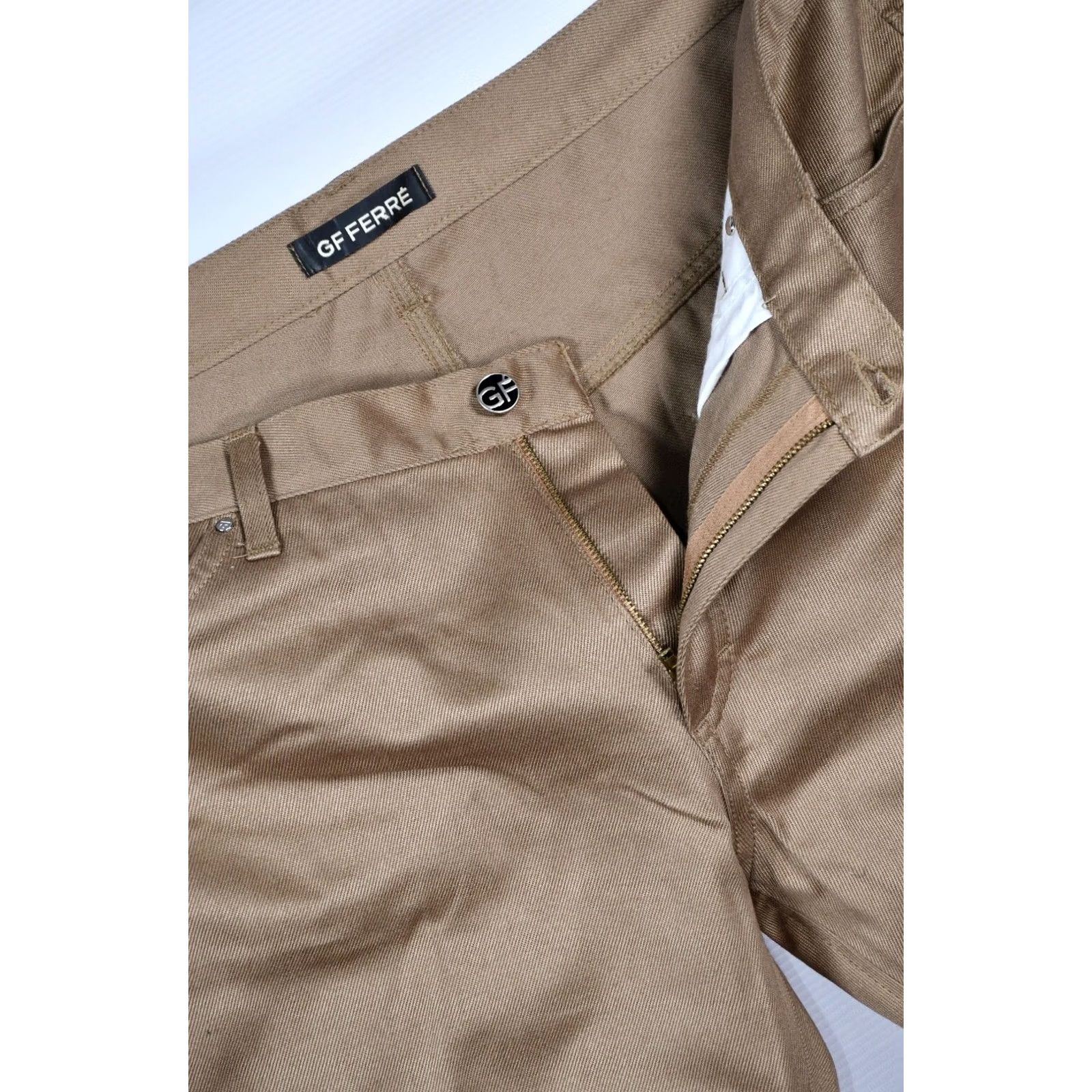 Vintage GF FERRE Pants Men Wide-Leg 5-Pocket Zip Detalis Size 40 Beige Vintage? No Size US 40 / EU 56 - 5 Thumbnail