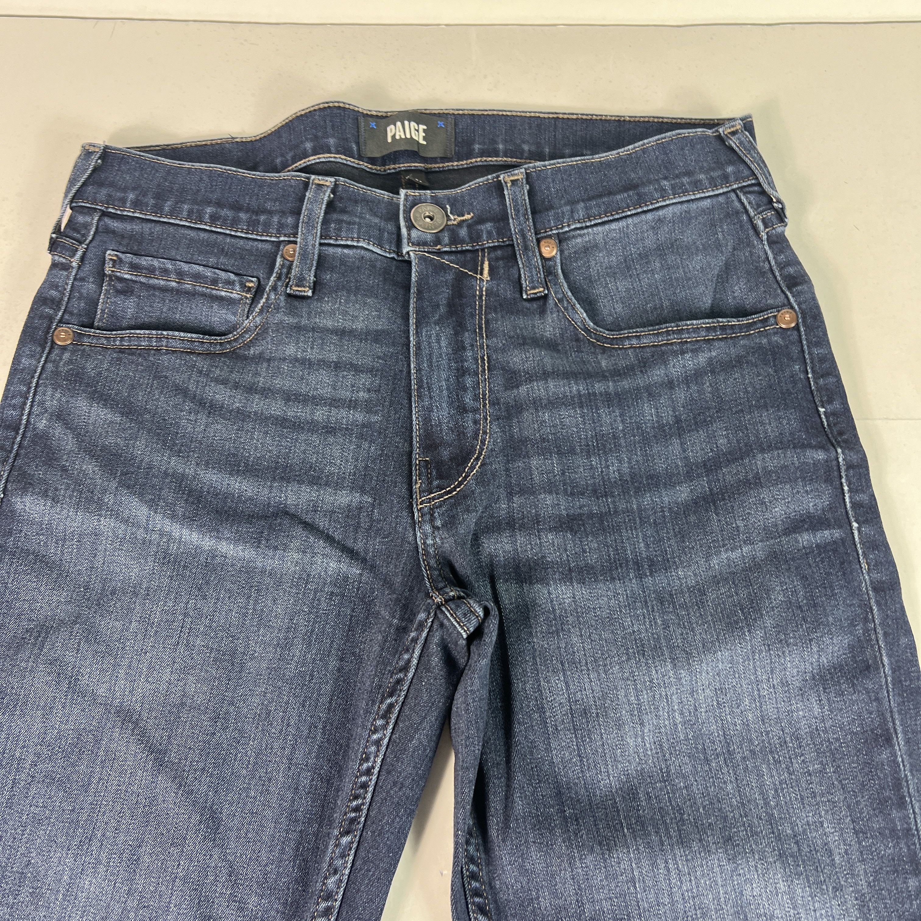 Paige Paige Jeans Lennox Slim Fit Straight Dark Blue Stretch Denim Size US 28 / EU 44 - 2 Thumbnail