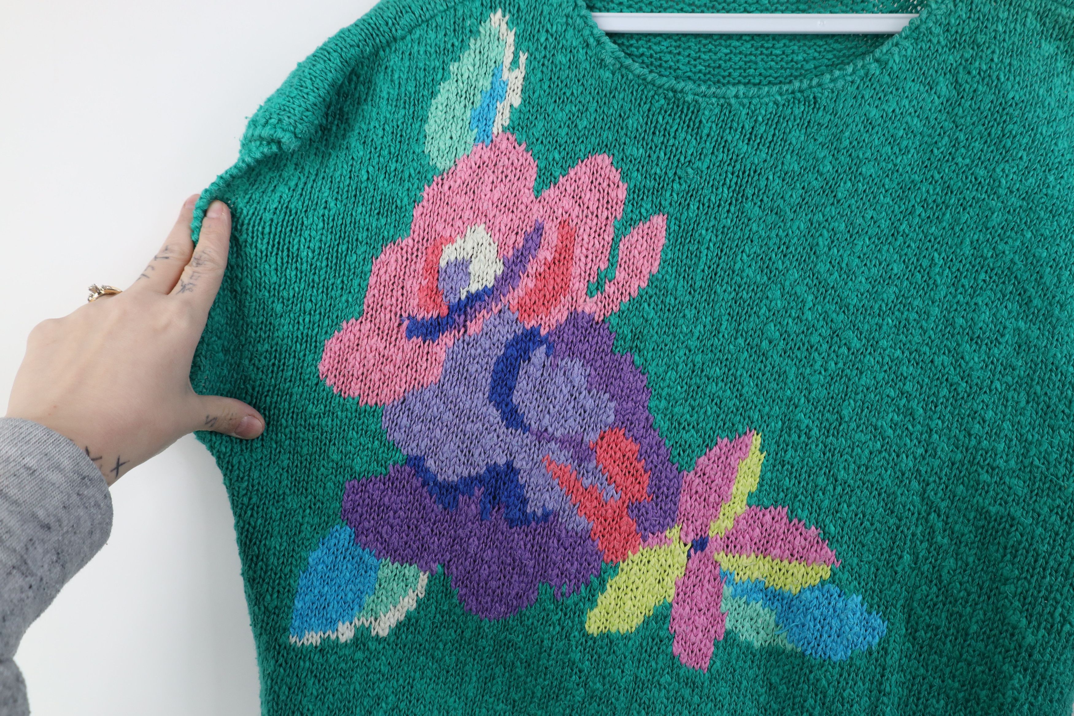 Vintage Vintage 80s 90s Streetwear Flower Dolman Sleeve Knit Sweater Size XXL / US 16-18 / IT 52-54 - 4 Thumbnail