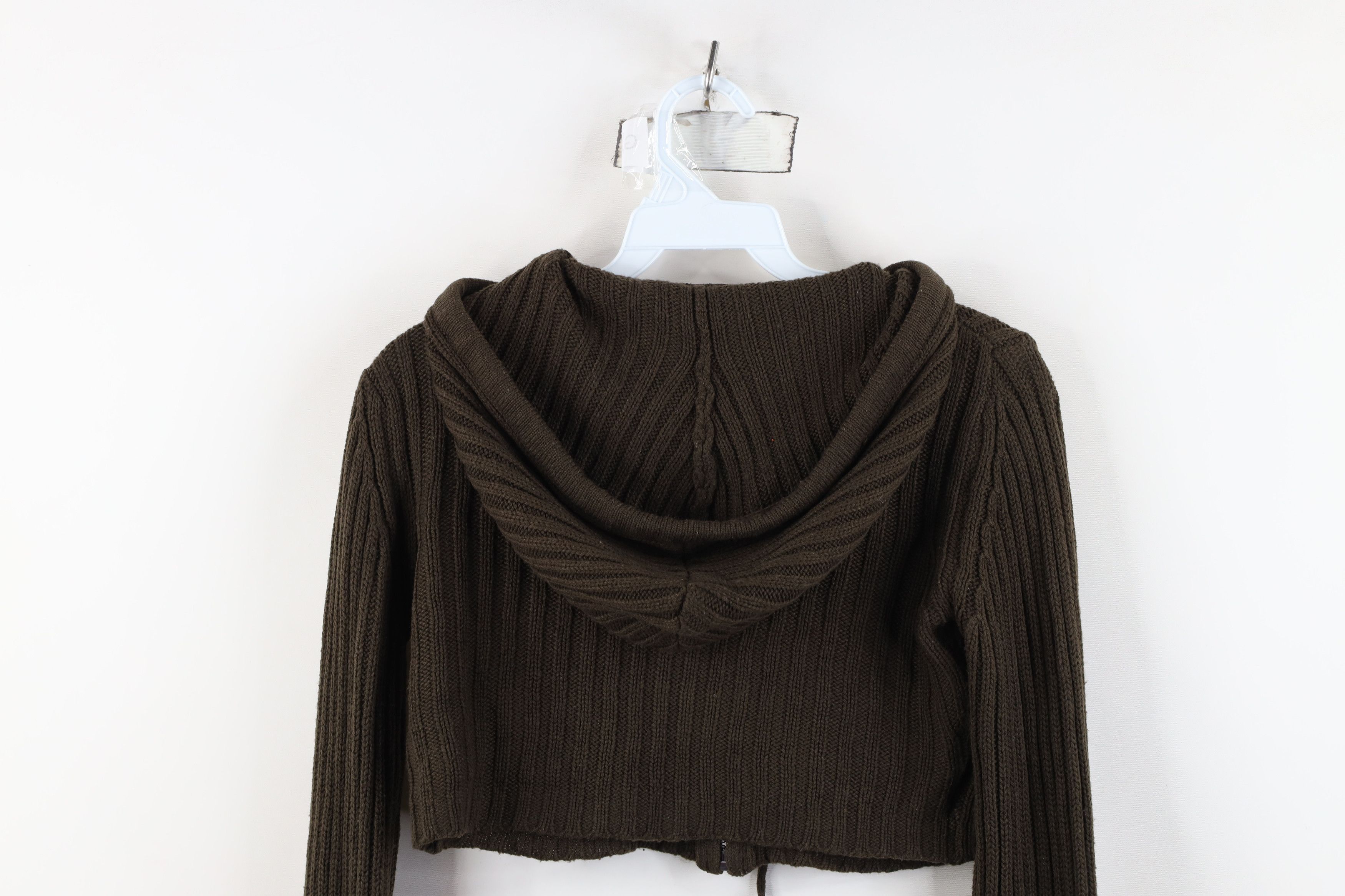 Vintage Vintage 90s Y2K Babydoll Cropped Ribbed Knit Hoodie Sweater Size S / US 4 / IT 40 - 10 Thumbnail