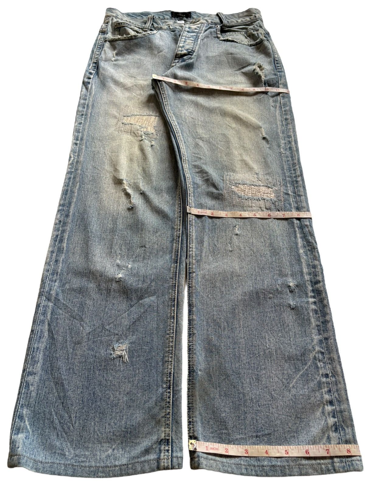 Japanese Brand Vintage Japanese Brand Mud Wash Sashiko Style Rip Baggy Jean Size US 32 / EU 48 - 12 Thumbnail