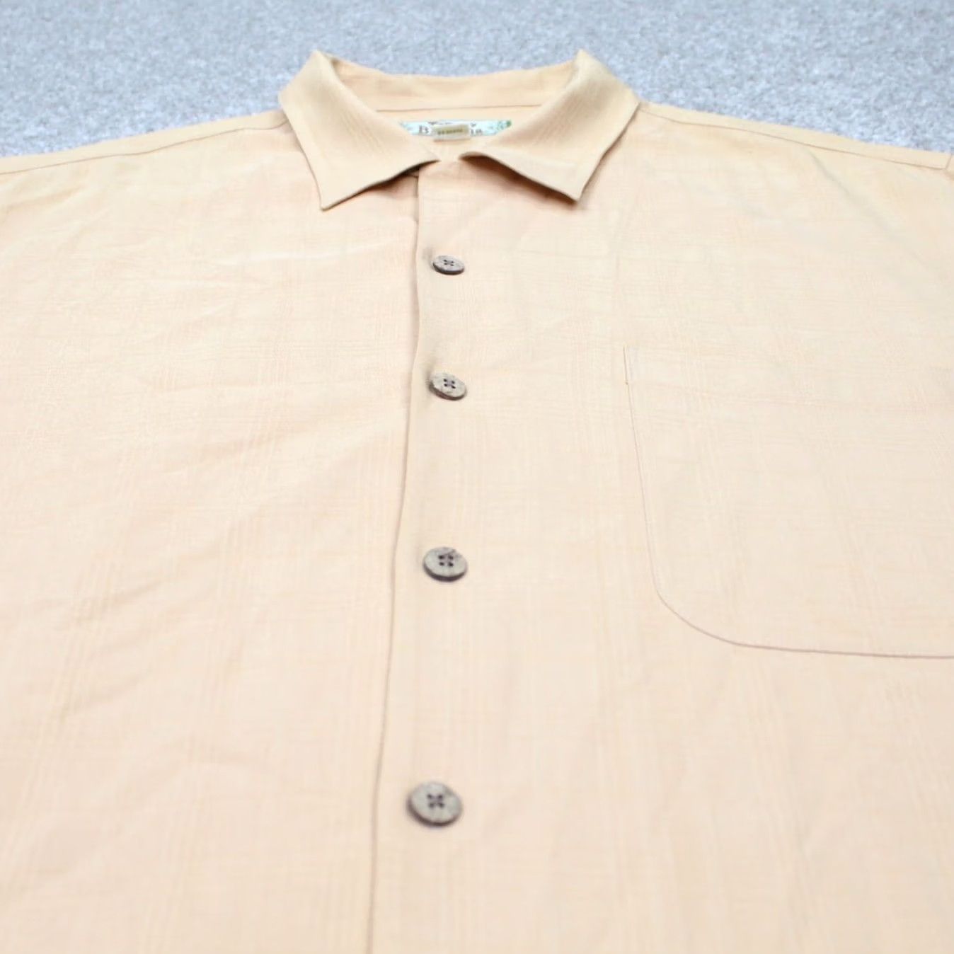 Tommy Bahama Tommy Bahama Camp Shirt Mens Large Orange Silk S/S Button-Up Hawaiian Beach 100% Silk Casual, Travel, Workwear, Wedding Mens Large Size US L / EU 52-54 / 3 - 4 Thumbnail